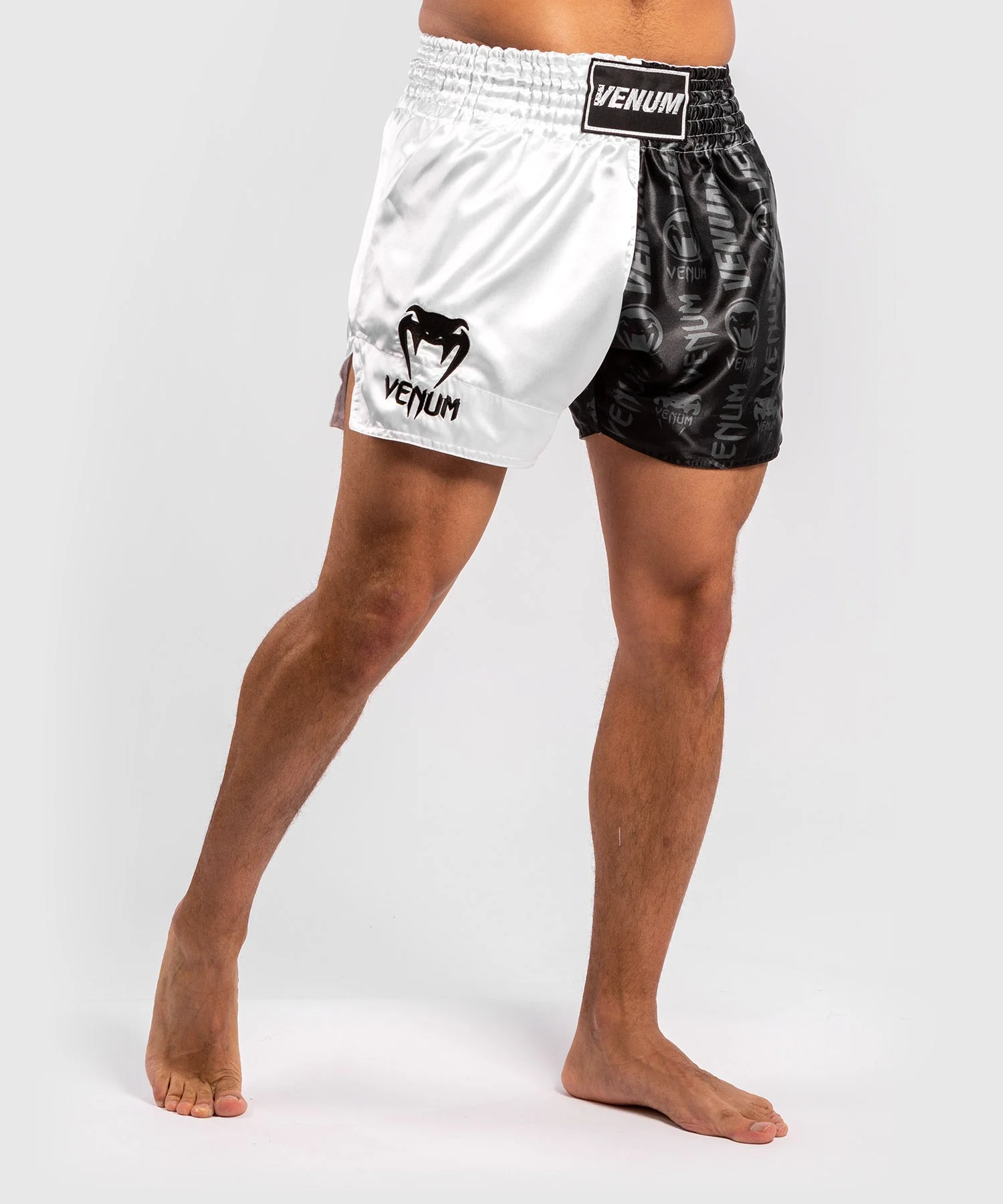 Short de Muay Thai Venum Logos - Noir/Blanc - Image 4
