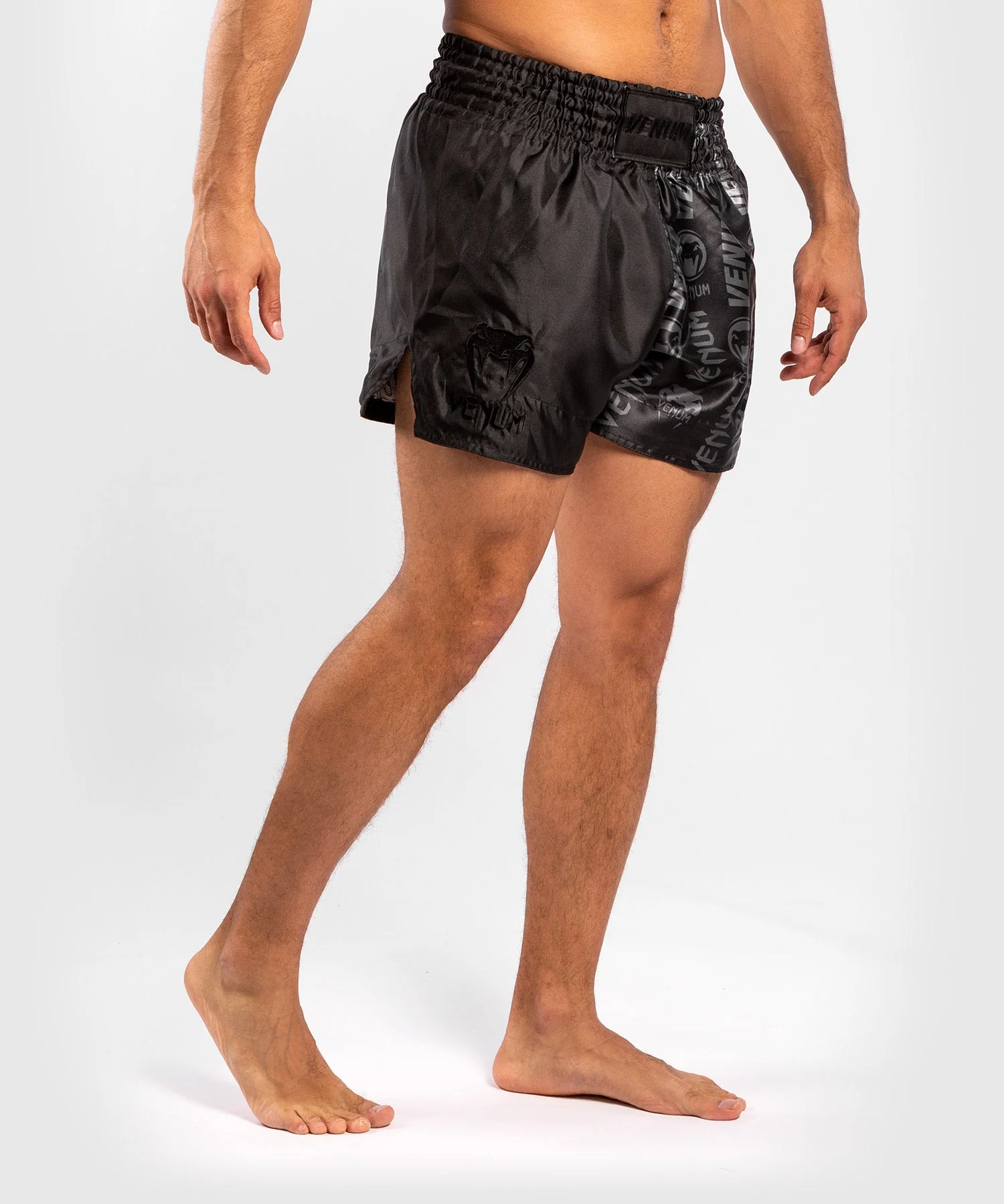 Short de Muay Thai Venum Logos - Noir/Noir - Image 4