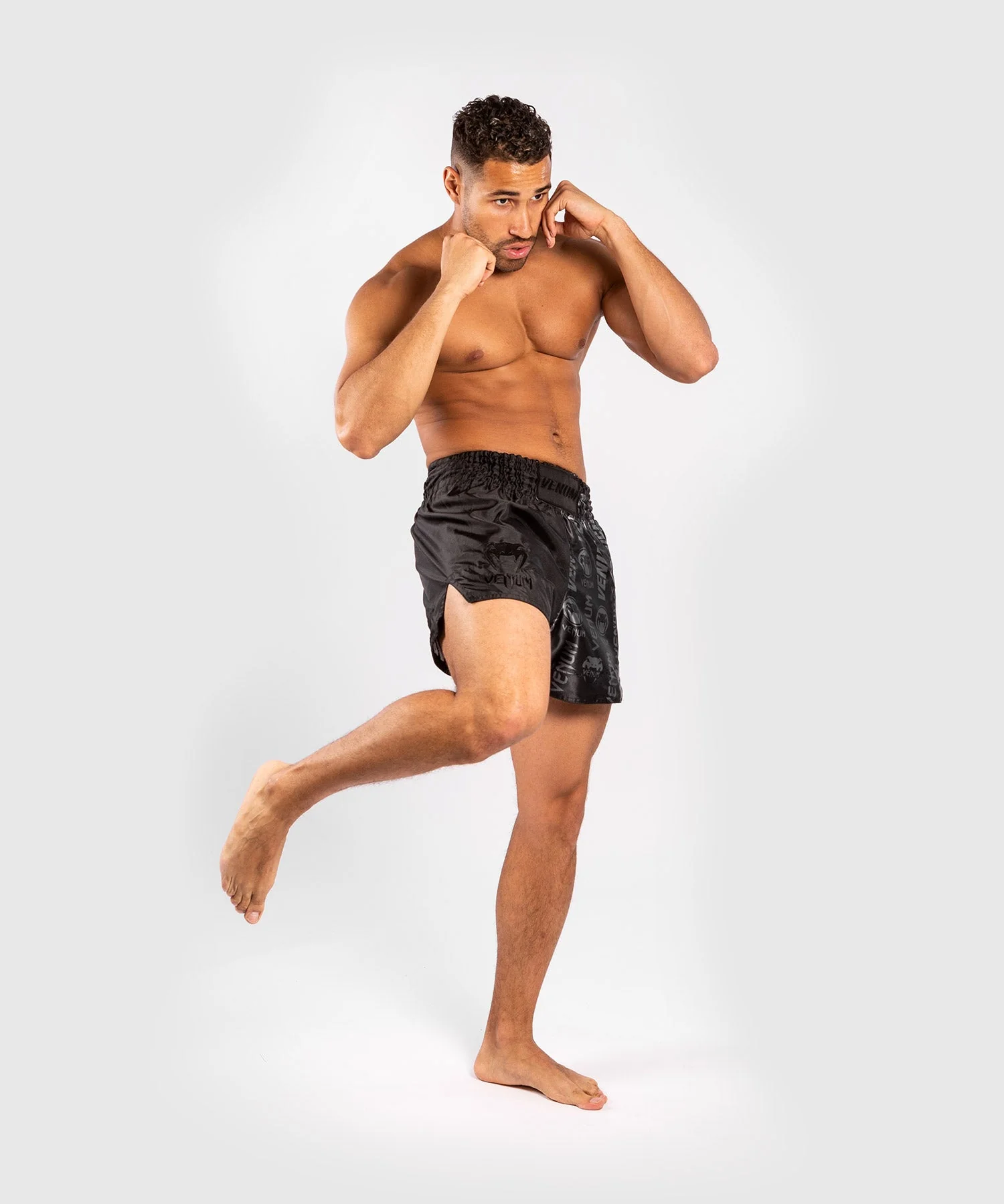 Short de Muay Thai Venum Logos - Noir/Noir - Image 8