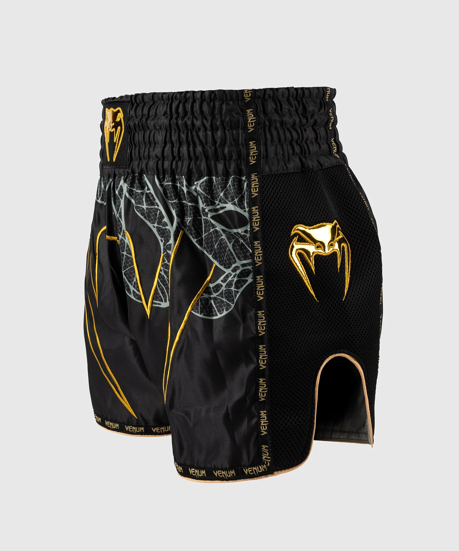 Short de Muay Thai Venum Serpenti – Noir/Argent/Or - Image 2