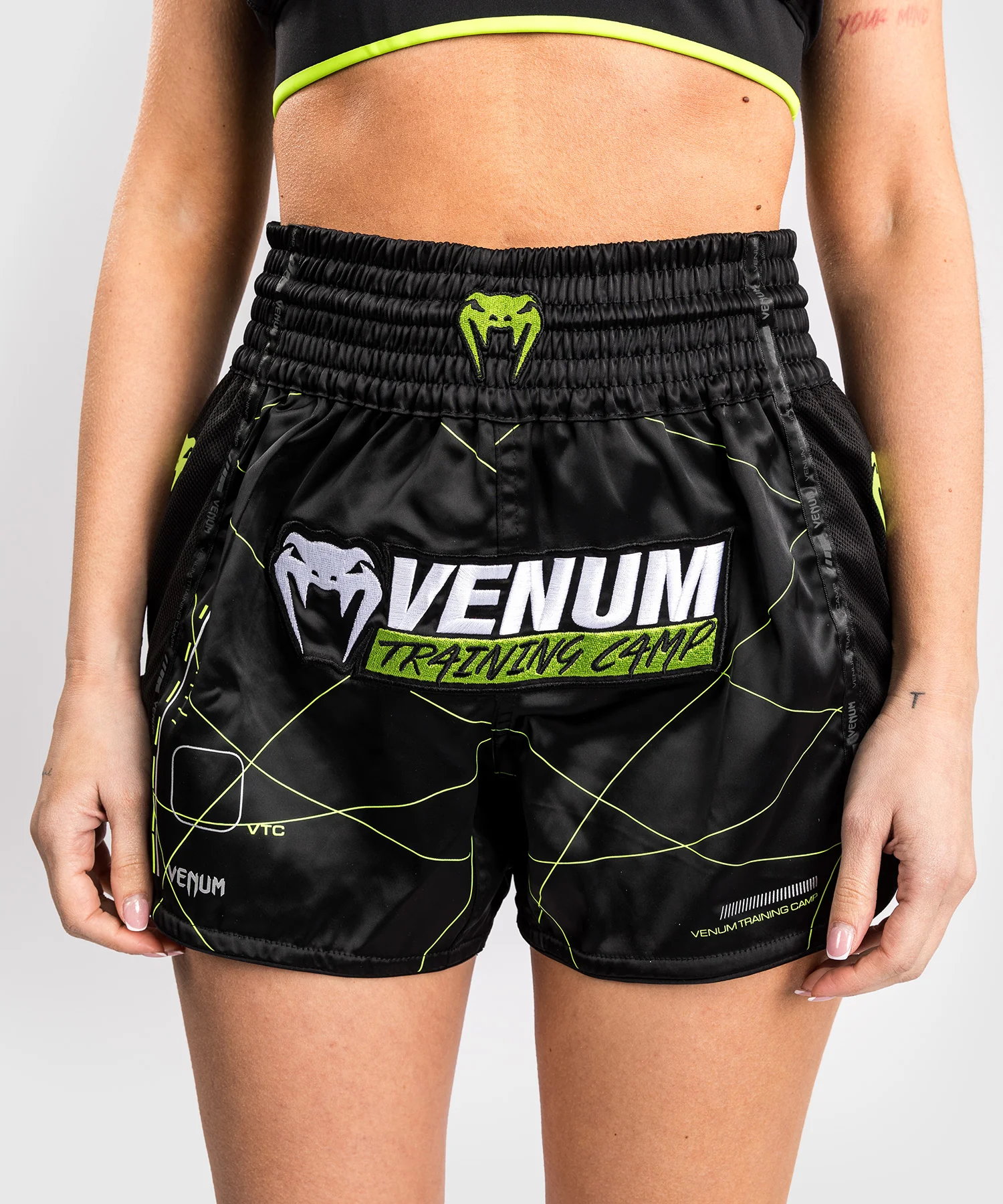 Short de Muay Thai Venum Training Camp 4.0 - Noir/Vert Fluo - Image 5
