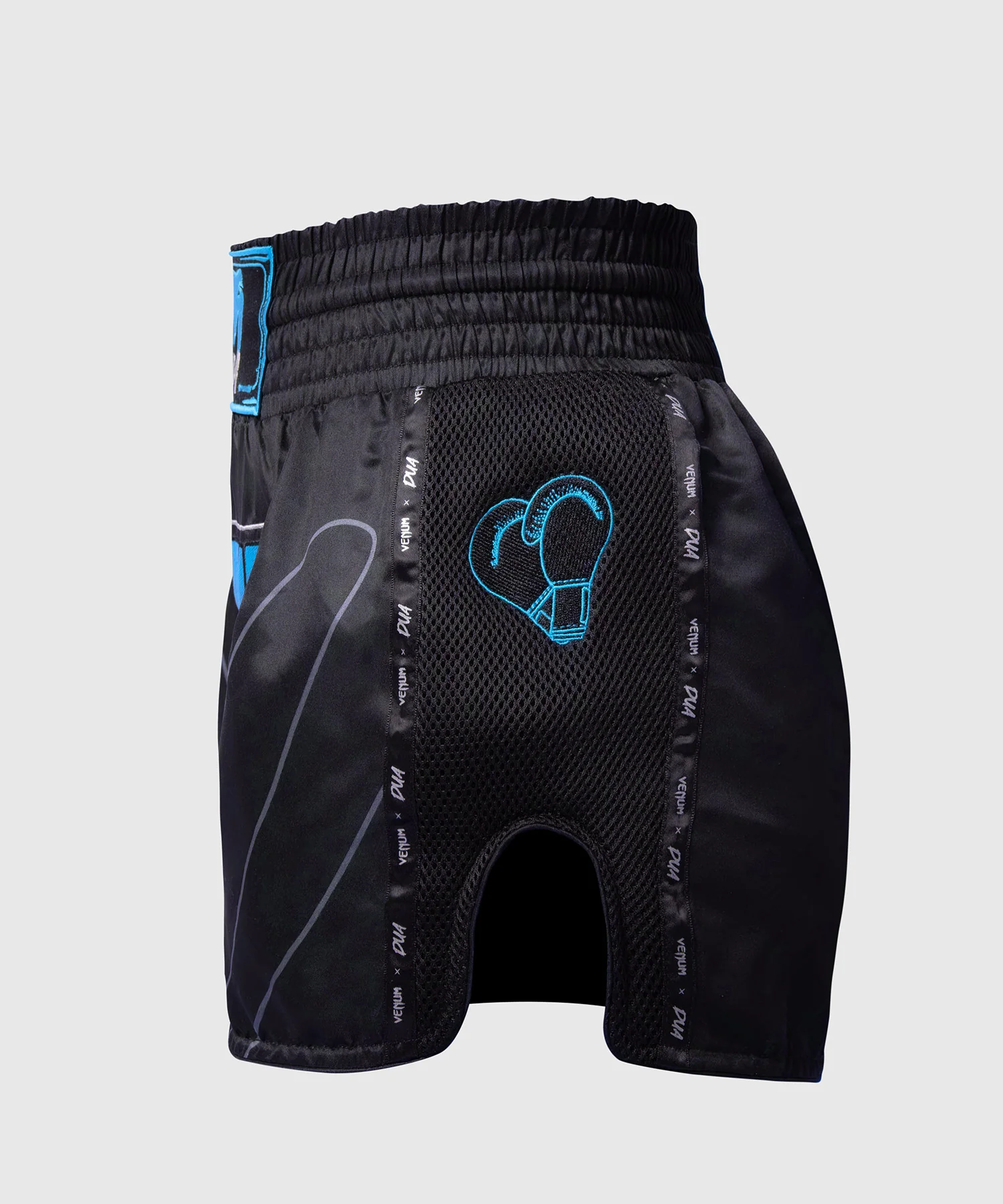 Short de Muay Thai Venum x Dua - Noir/Bleu électrique - Image 4