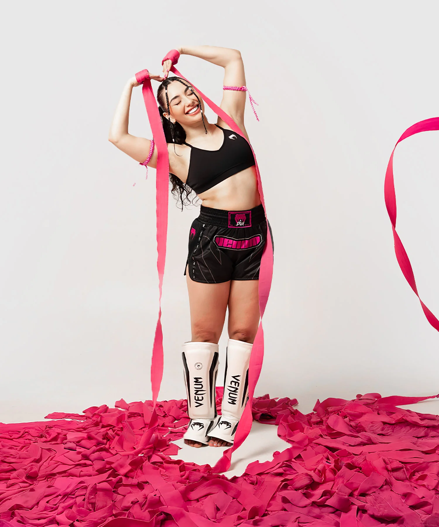 Short de Muay Thai Venum x Dua - Noir/Rose fuchsia - Image 6