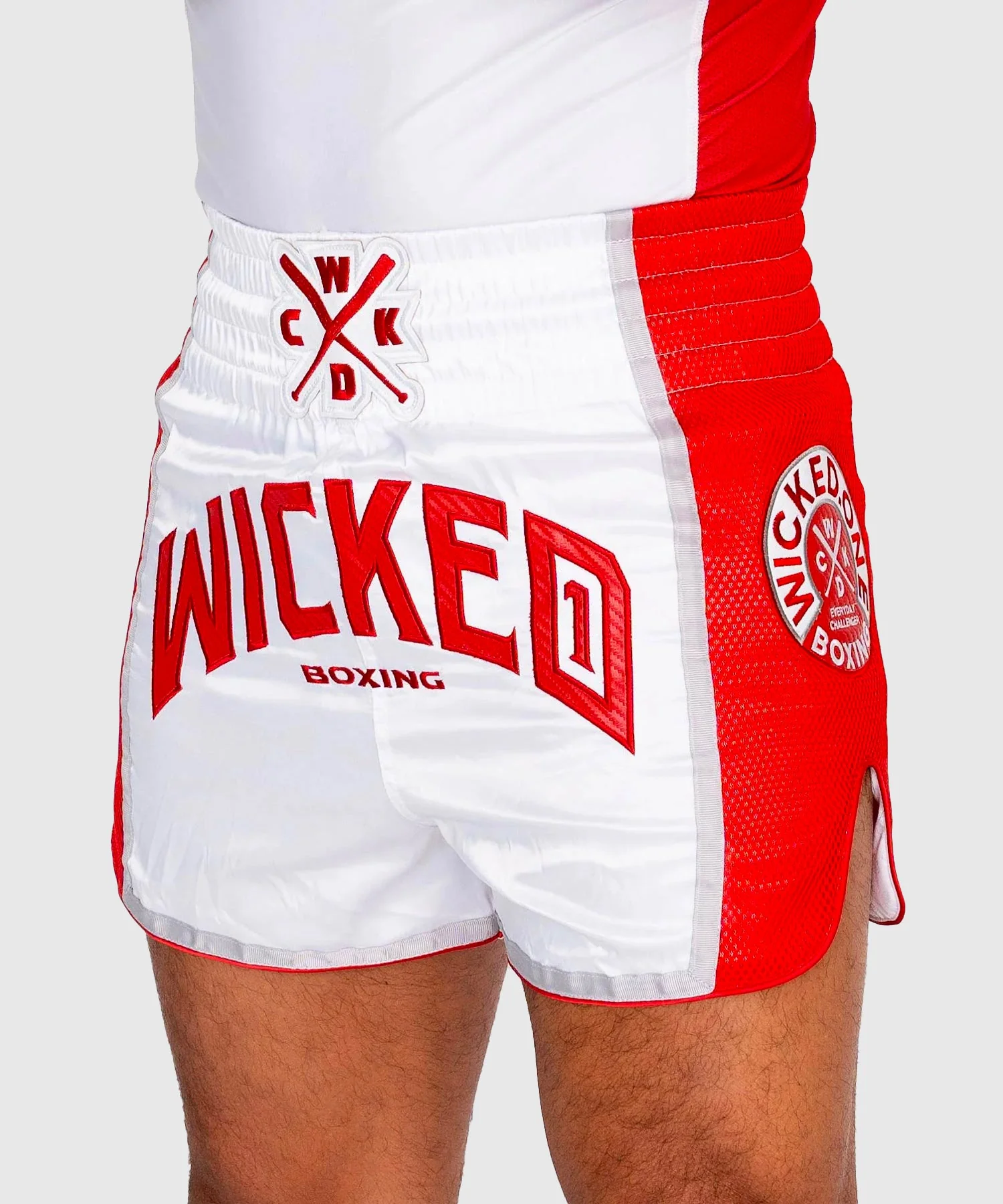Short De Muay Thai Wicked One Block - Blanc/Rouge - Image 2