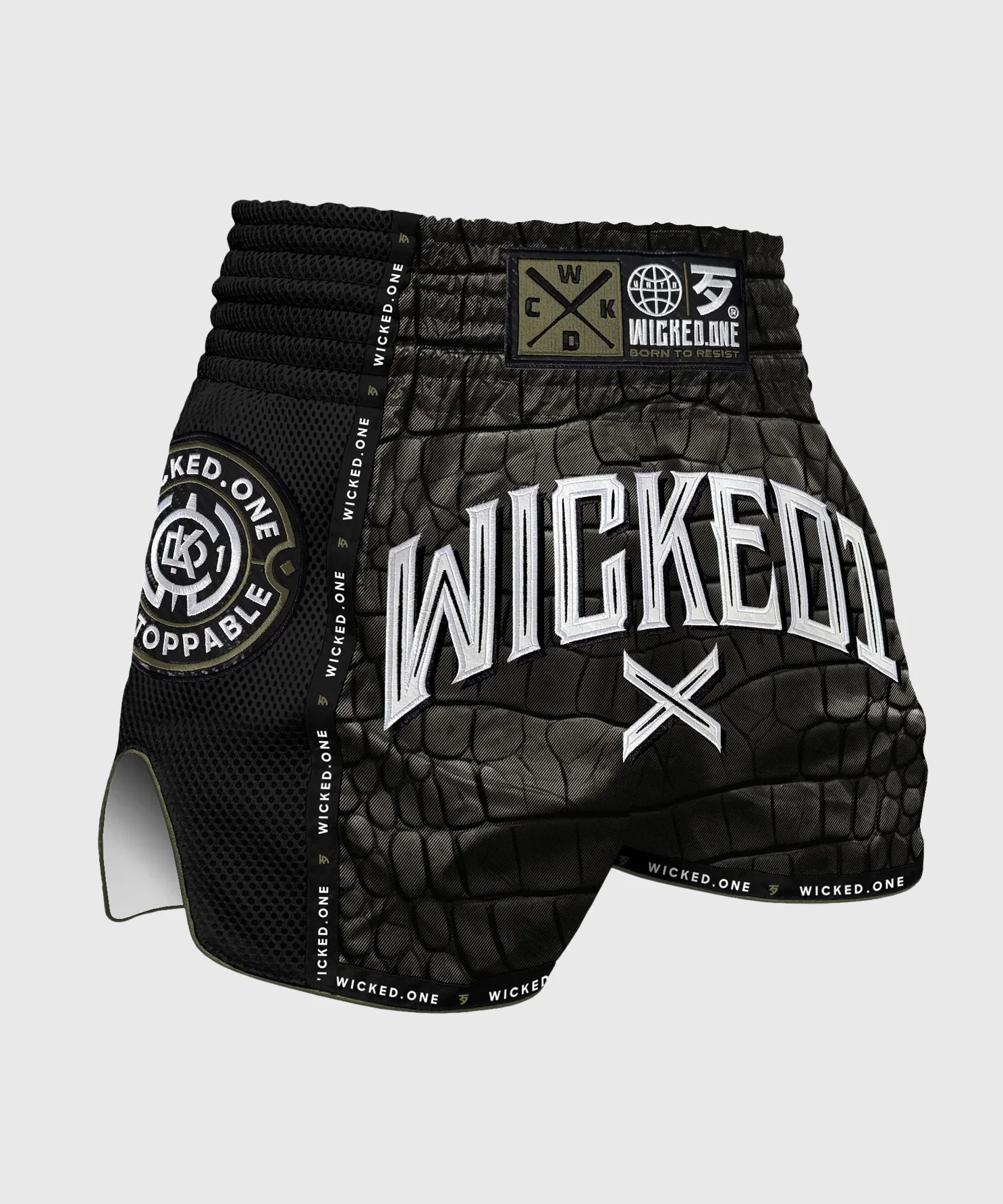 Short De Muay Thai Wicked One Caïman - Kaki