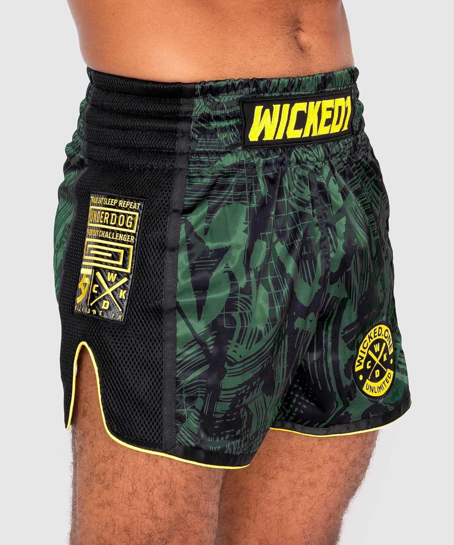 Short De Muay Thai Wicked One Havoc - Kaki/Jaune - Image 2