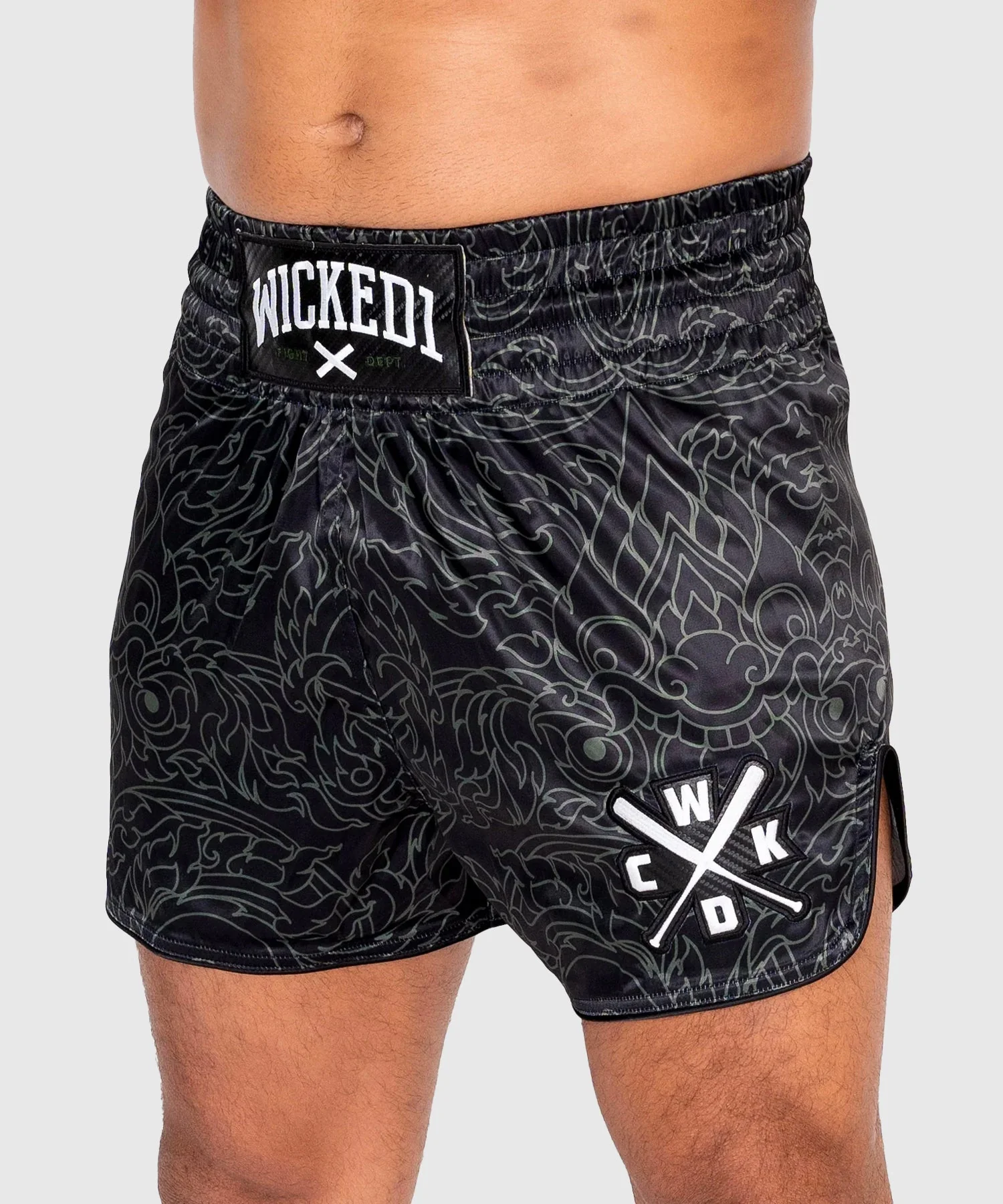 Short De Muay Thai Wicked One Kwaï - Noir/Kaki - Image 2