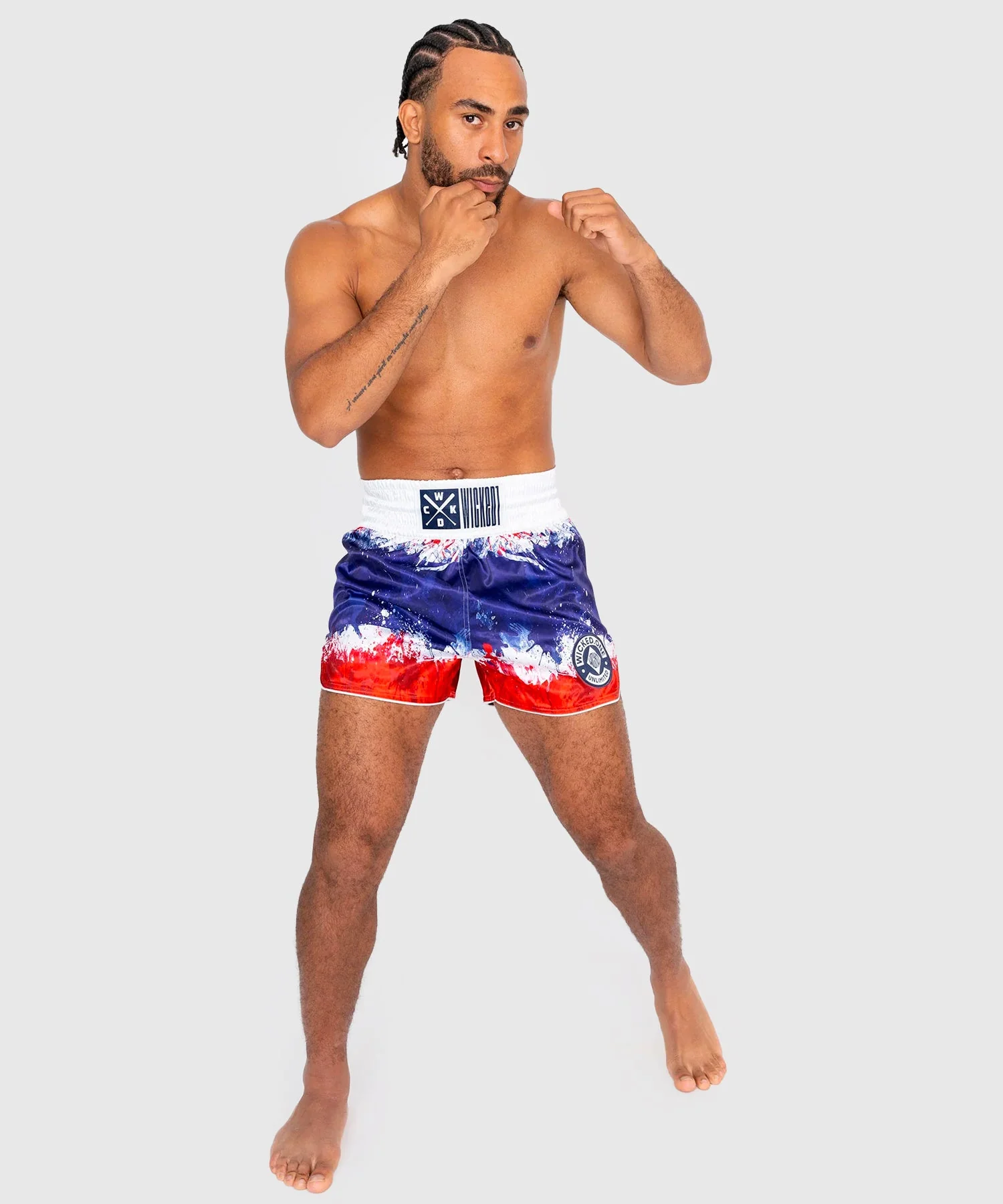 Short De Muay Thai Wicked One Thaï Flag - Blanc/Bleu/Rouge - Image 2