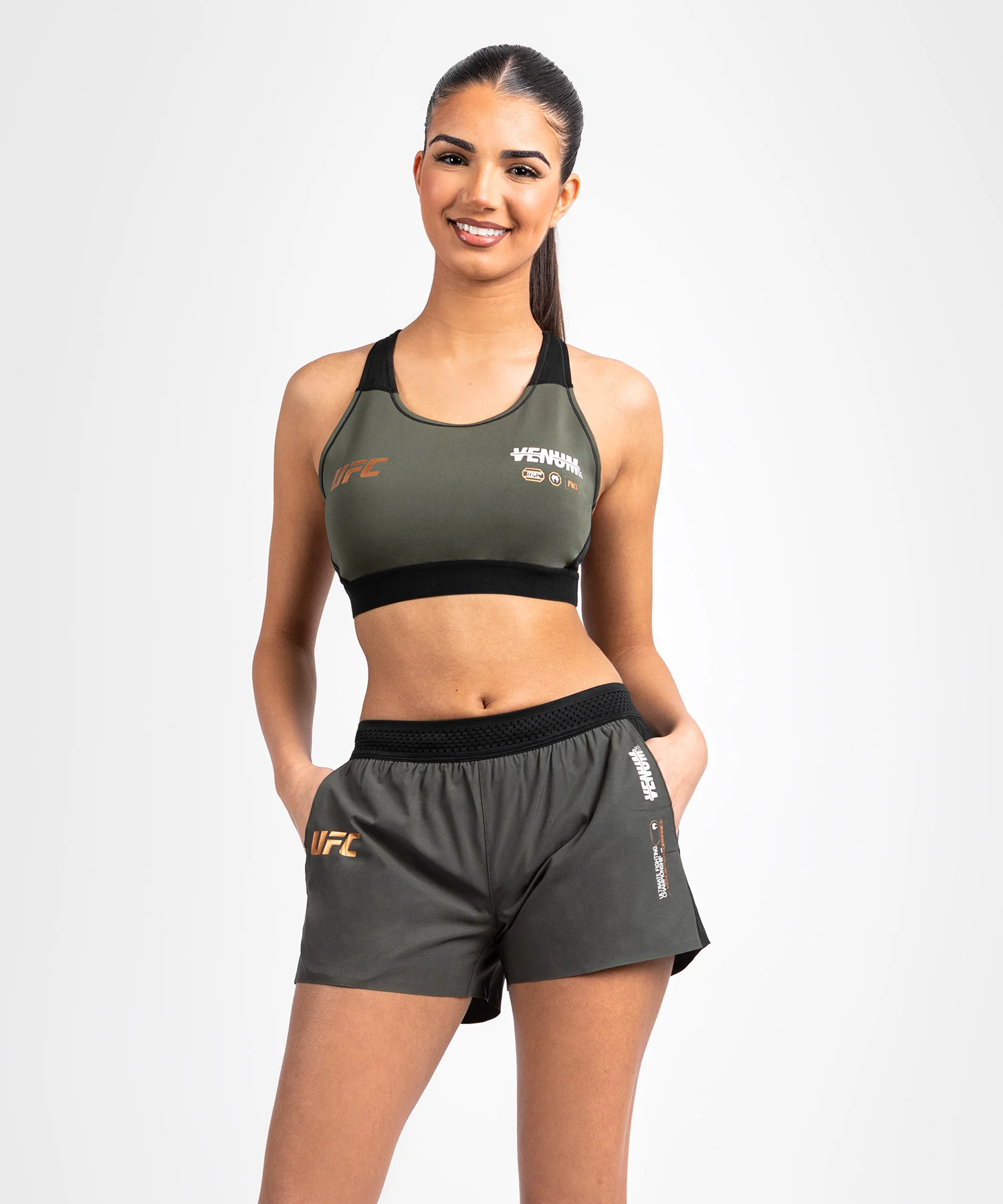 Short de performance pour Femmes UFC Adrenaline by Venum Fight Week - Khaki