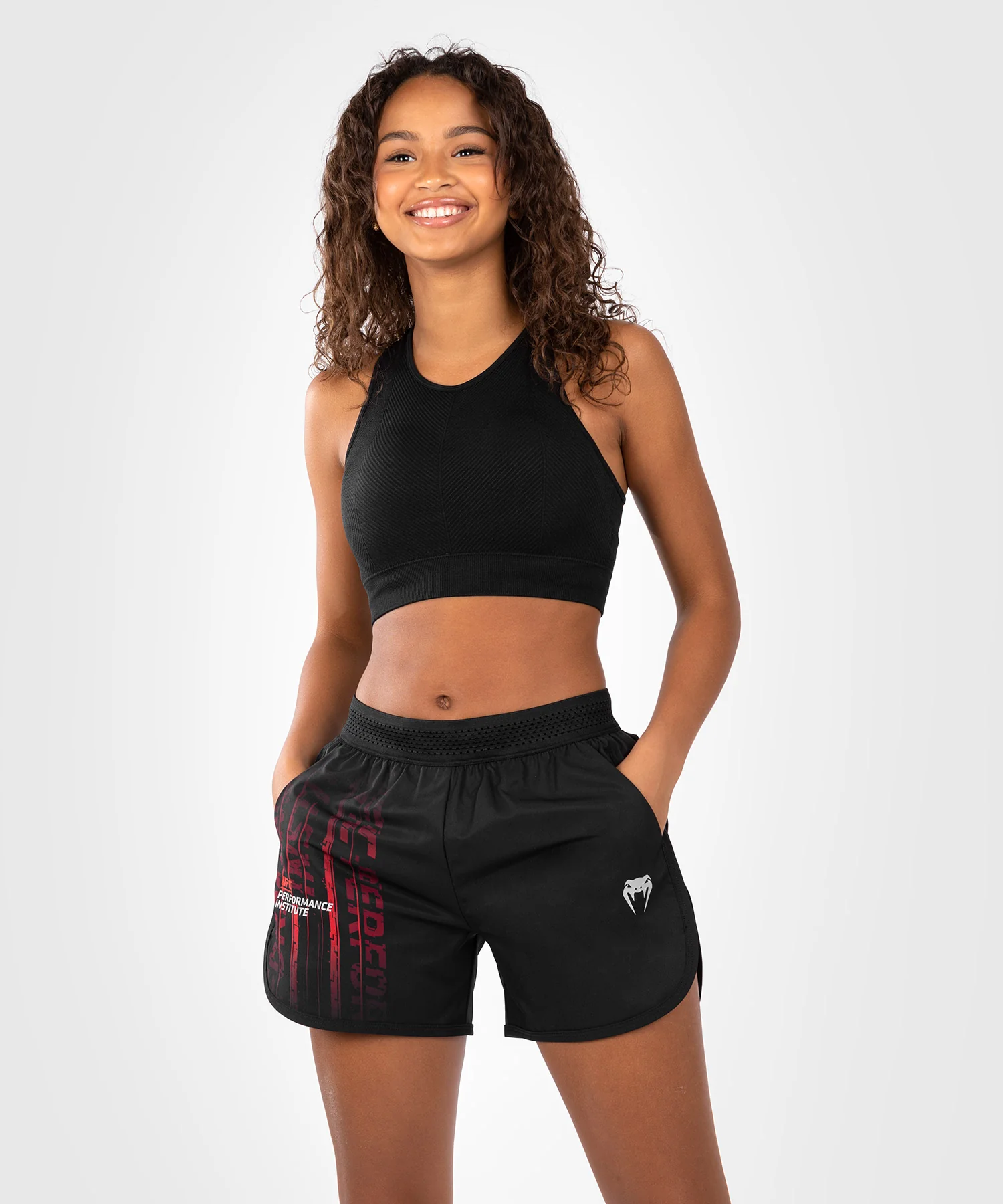 Short de Performance pour Femmes UFC Venum Performance Institute 2.0 - Noir/Rouge