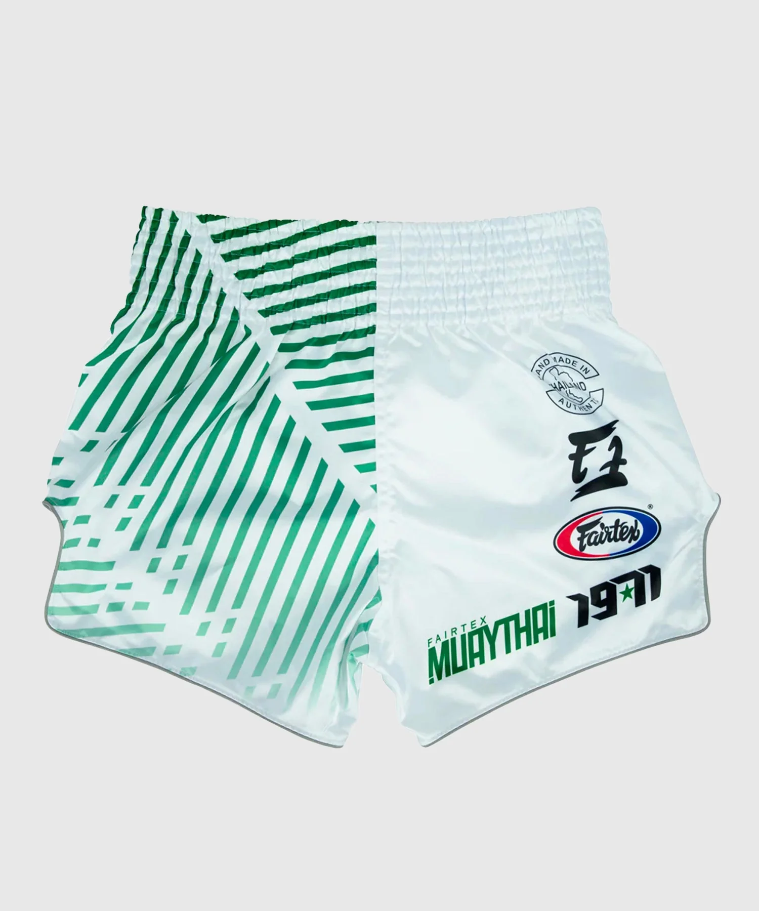 Short de Muay Thai Fairtex Racer - Blanc/Vert - Image 2