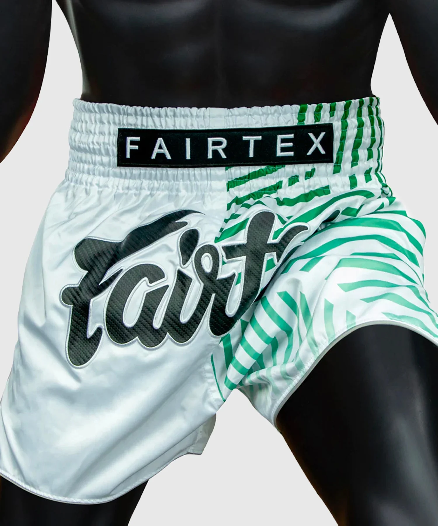 Short de Muay Thai Fairtex Racer - Blanc/Vert - Image 3