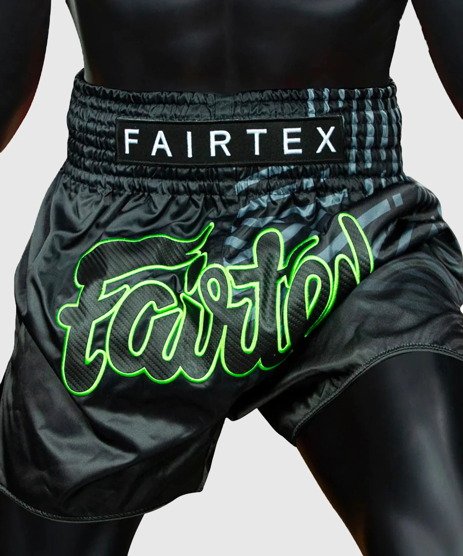 Short de Muay Thai Fairtex Racer - Noir/Vert - Image 3