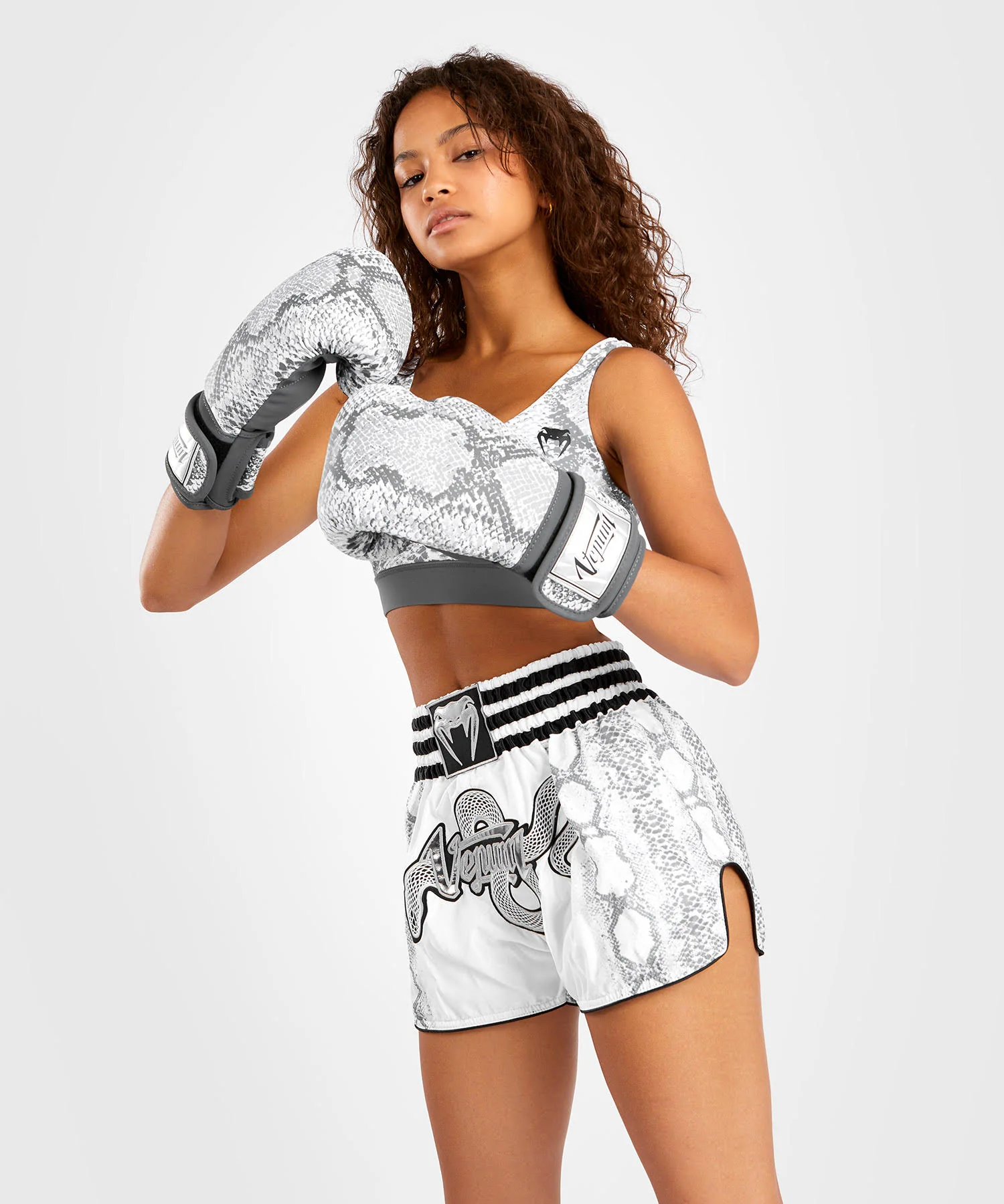 Short Muay Thai Femme Venum White Snake - Blanc - Image 8
