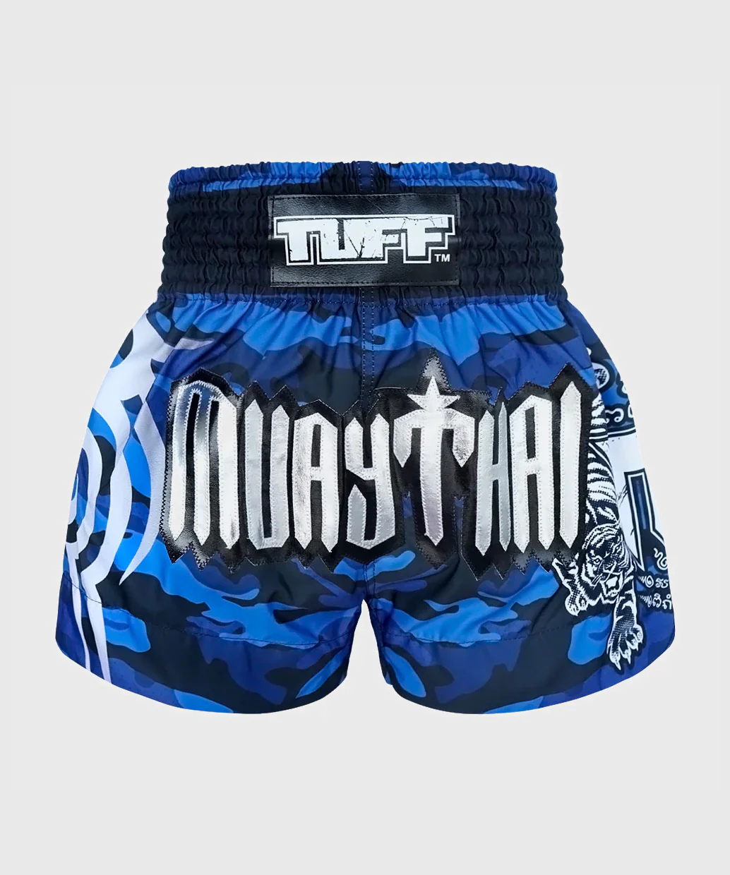 Short de Muay Thai Tuff Blue Military Camouflage - Bleu/Noir