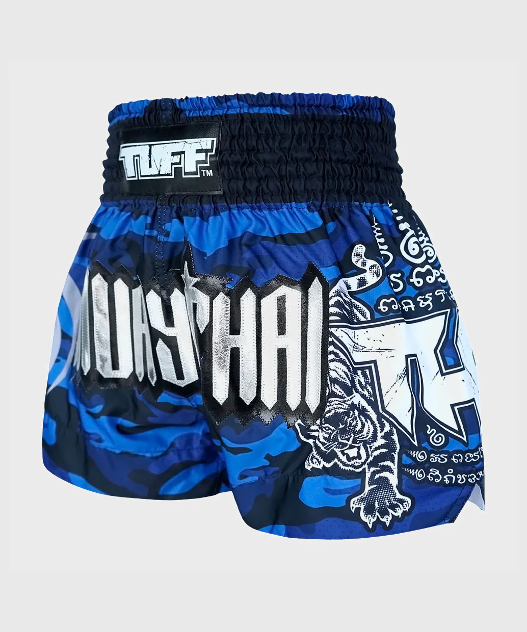 Short de Muay Thai Tuff Blue Military Camouflage - Bleu/Noir - Image 2