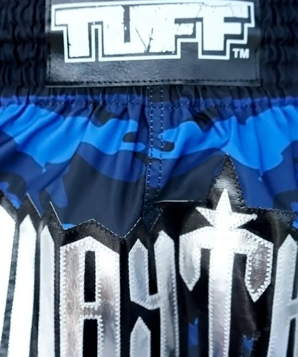 Short de Muay Thai Tuff Blue Military Camouflage - Bleu/Noir - Image 5