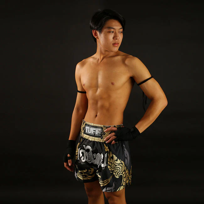 Short de Muay Thai Tuff The King Of Naga Black - Noir/Or - Image 6