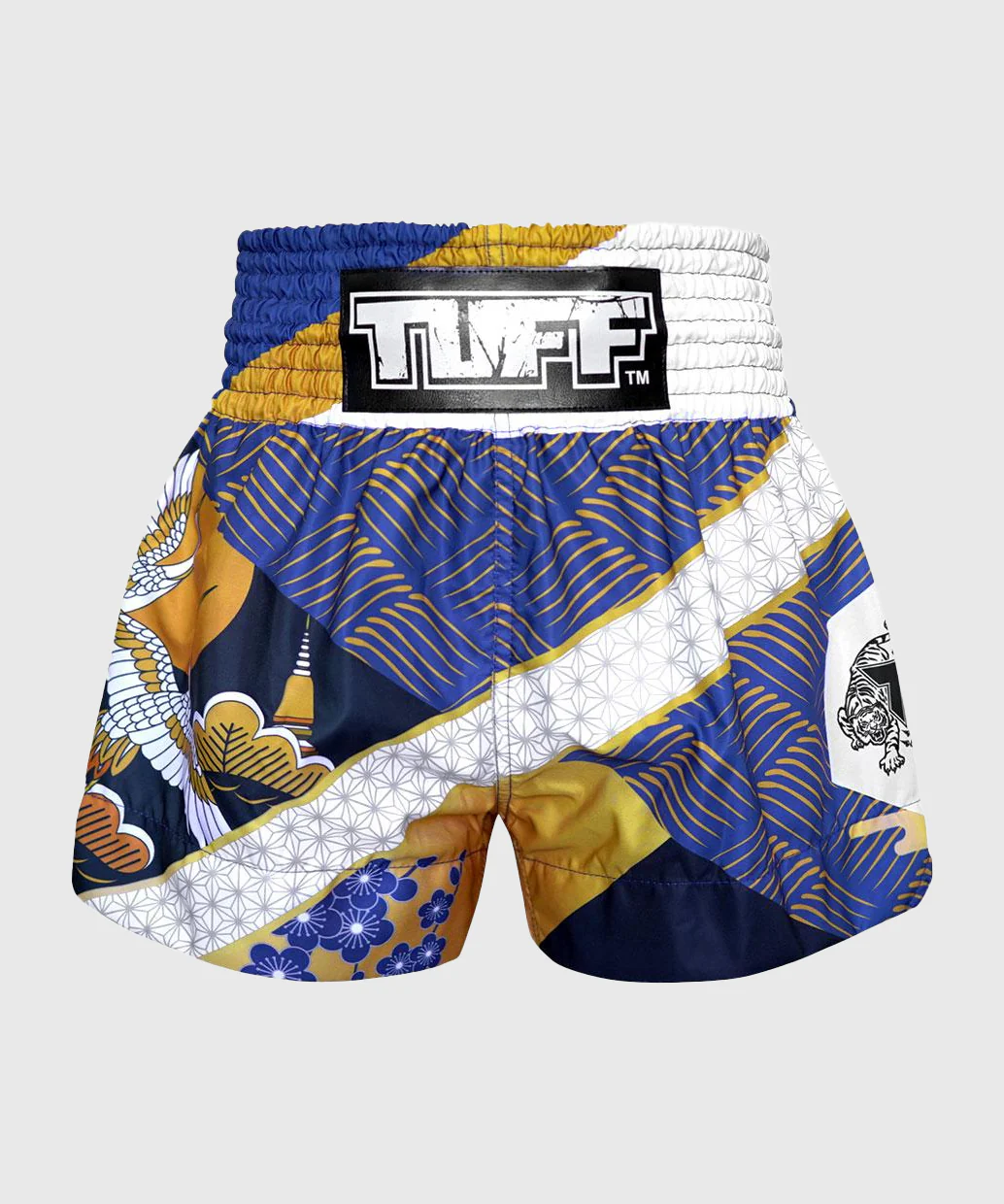 Short de Muay Thai Tuff Majestic Crane - Bleu/Or