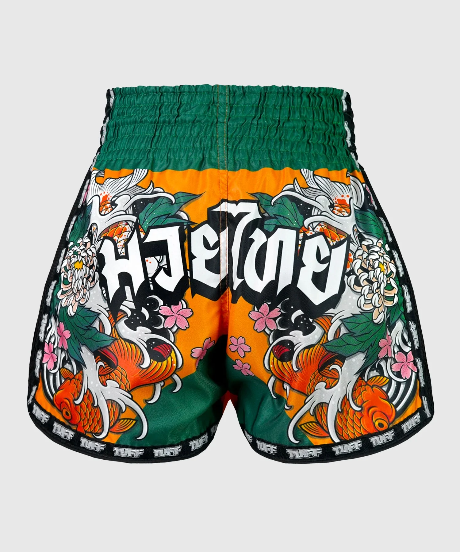 Short de Muay Thai Tuff New Retro Tora Mori To Kingyo - Orange/Vert - Image 3