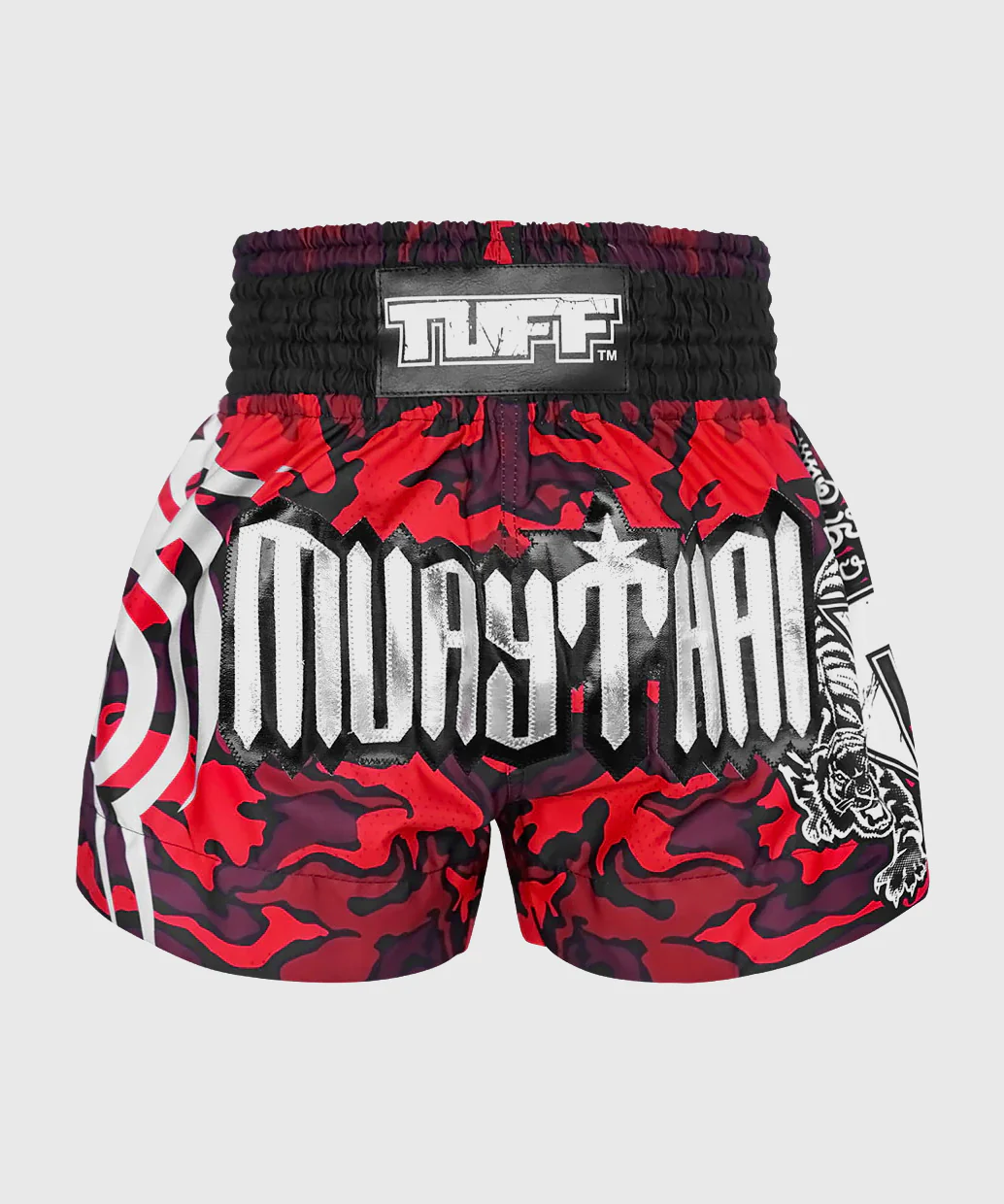 Short de Muay Thai Tuff Red Military Camouflage - Rouge/Noir