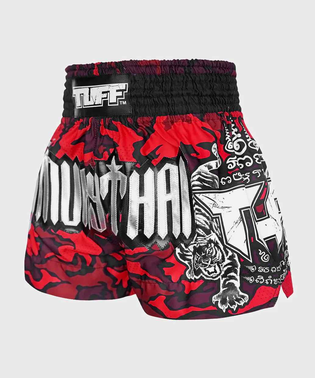 Short de Muay Thai Tuff Red Military Camouflage - Rouge/Noir - Image 2