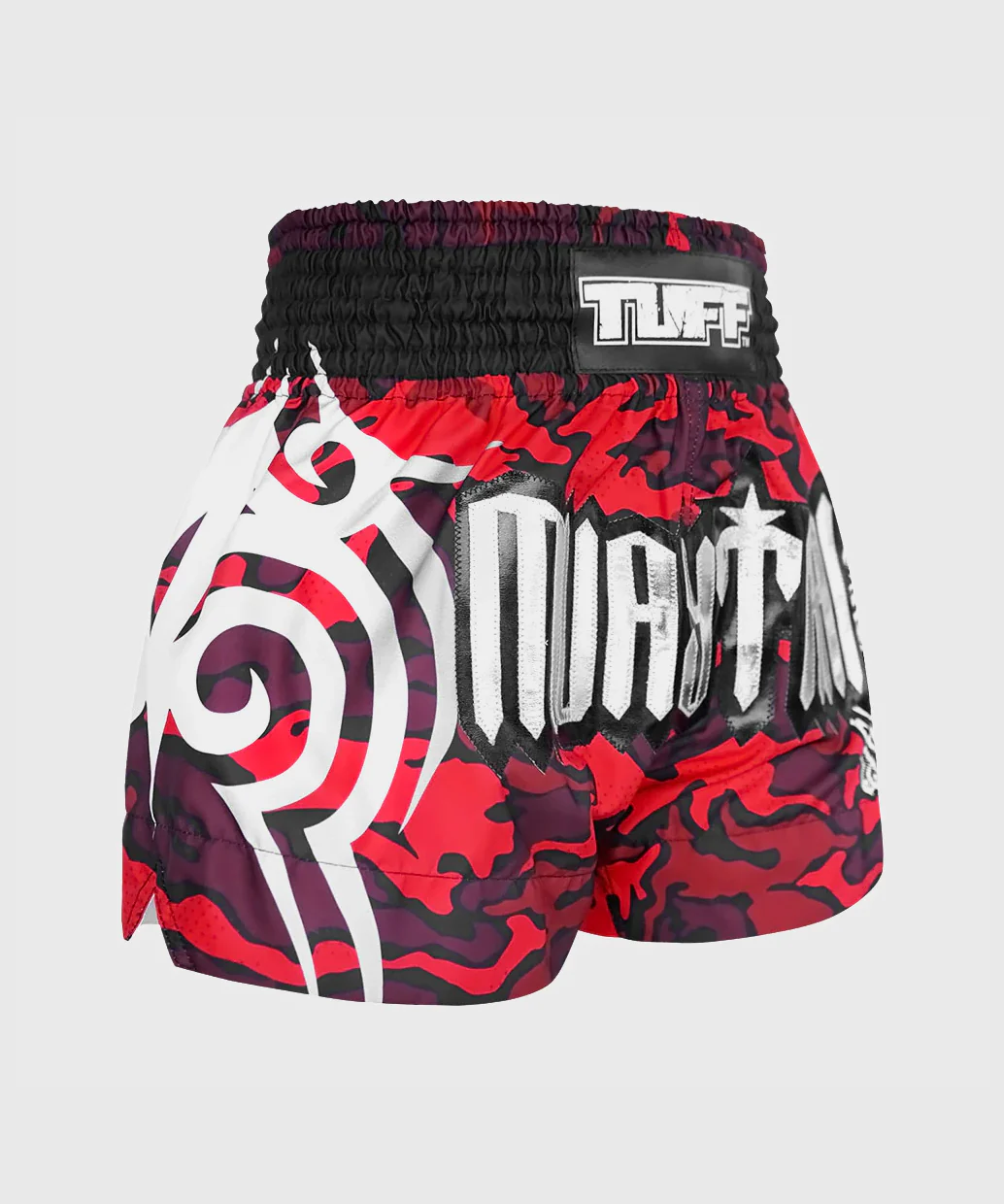 Short de Muay Thai Tuff Red Military Camouflage - Rouge/Noir - Image 4