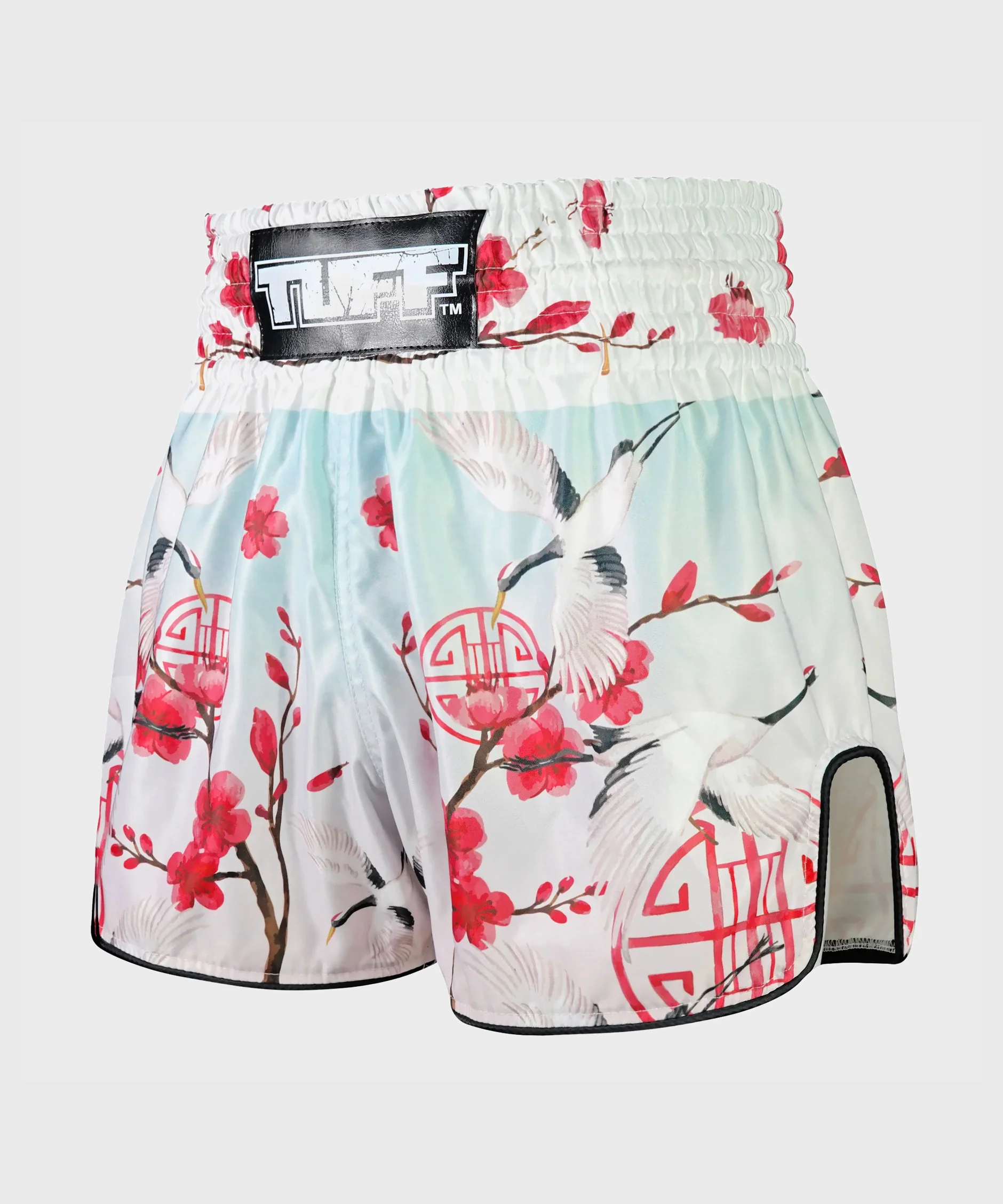 Short de Muay Thai Tuff Retro Style Akai Tsuru The Red Crane - Blanc - Image 2