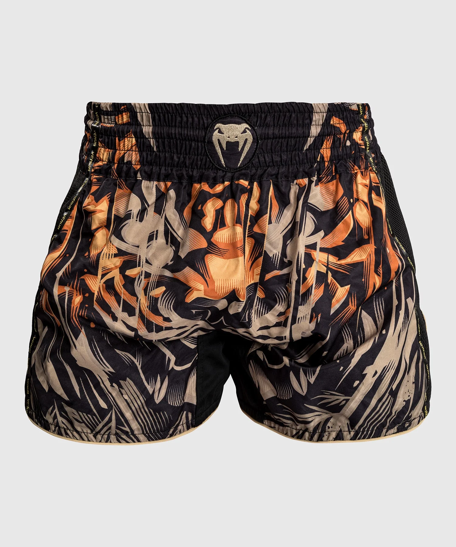 Short Muay Thai Venum Tiger pour Hommes - Noir/Orange Néon