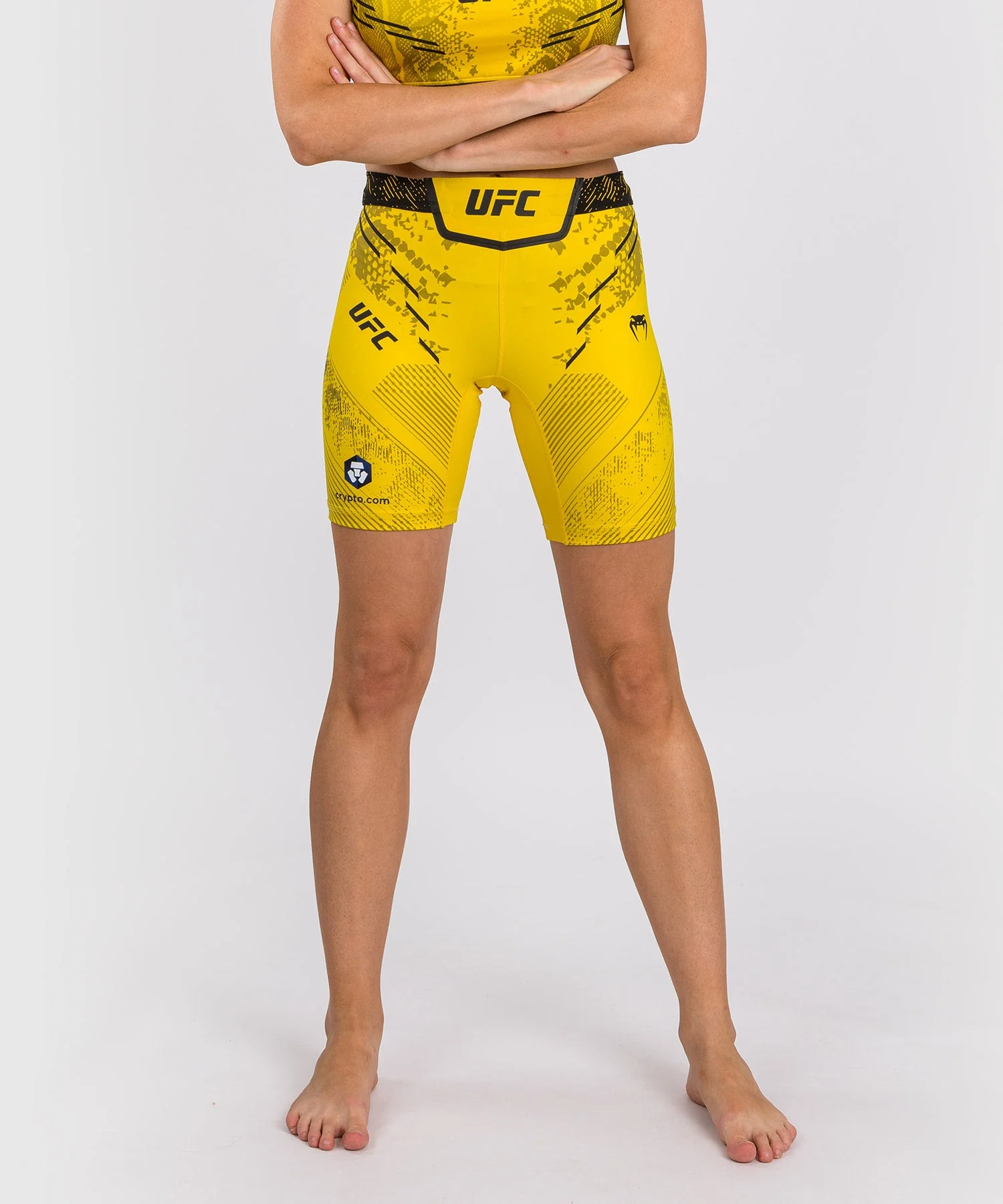 Short de compression Long Fit pour Femmes UFC Adrenaline by Venum Authentic Fight Night - Jaune - Image 3