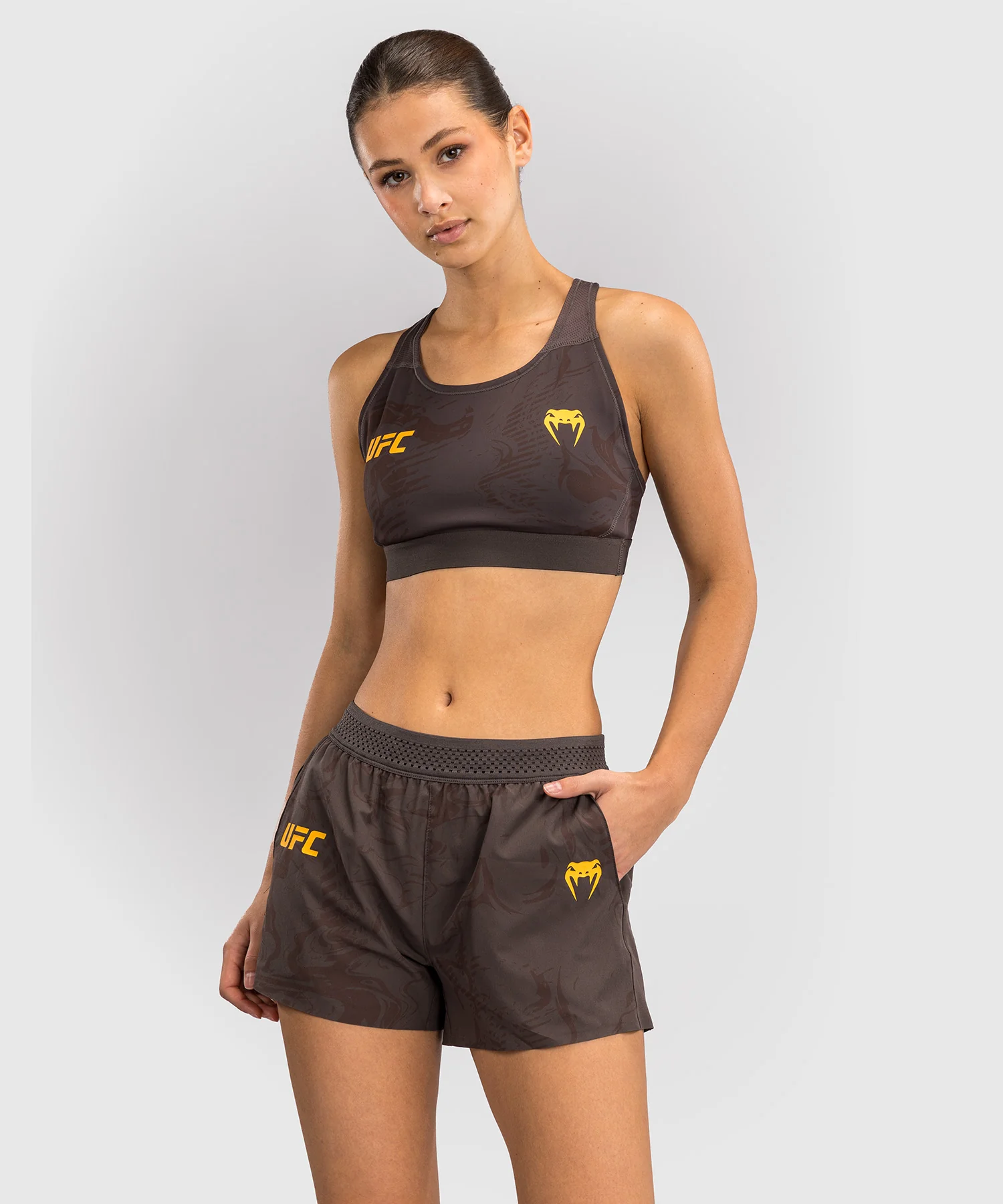 Shorts Performance pour Femmes UFC Fusion by Venum Fight Week - Marron Terrestre - Image 7