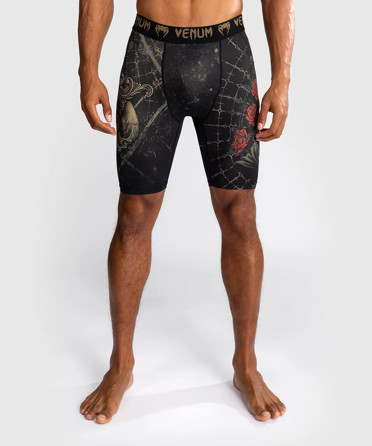 Short de compression pour Hommes Venum Santa Muerte 5.0 - Noir Profond/Or