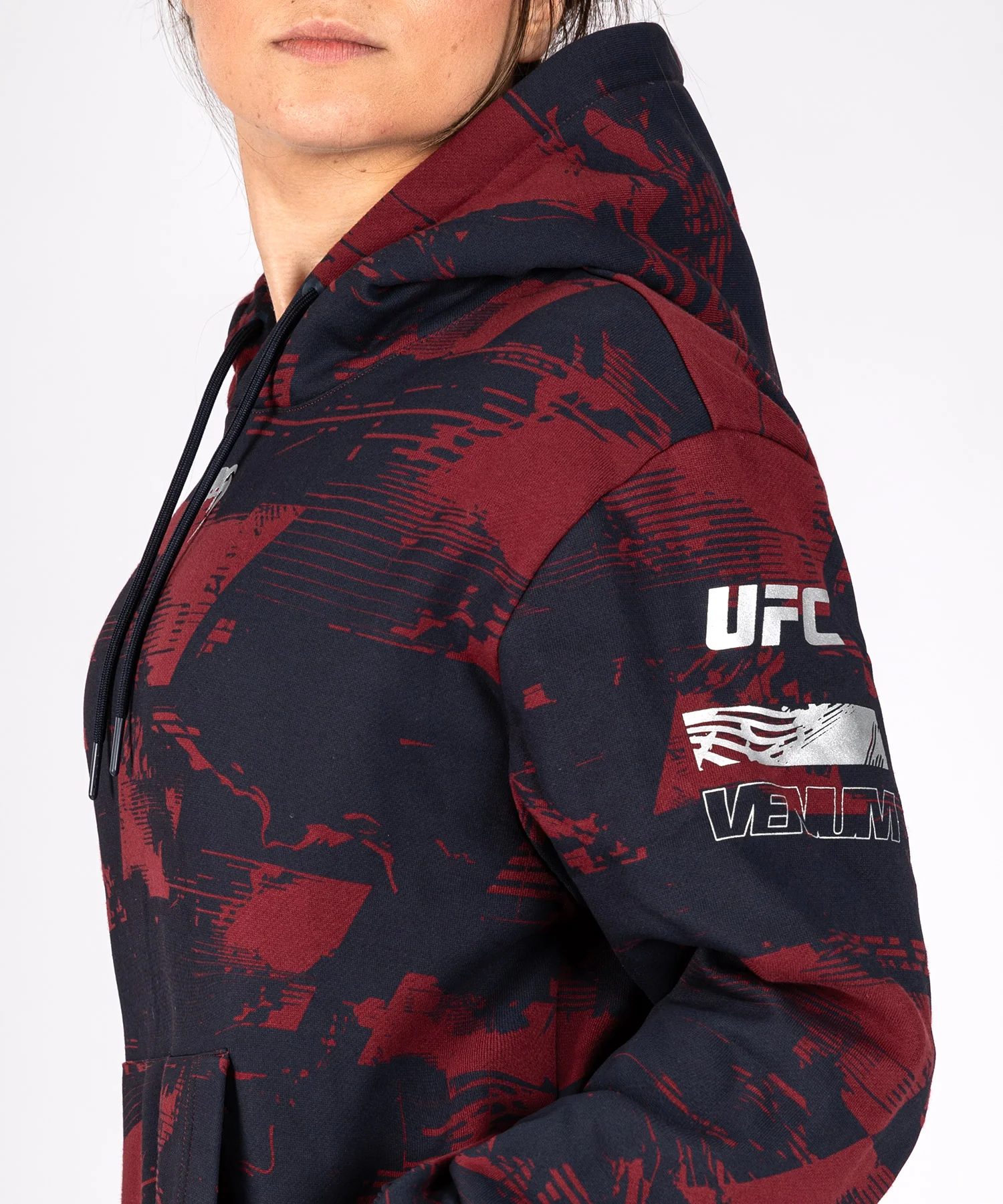 Sweat à capuche Femme UFC Zenith by Venum Authentic Fight Week - Bleu marine/Bordeaux/Argent - Image 5