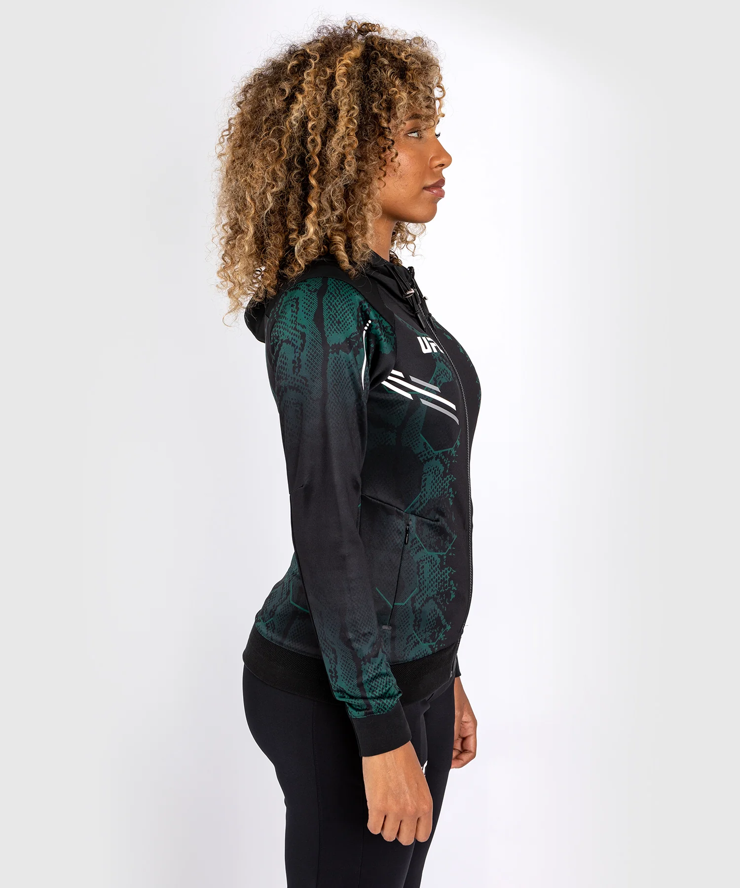 Sweat à capuche pour femmes UFC Adrenaline by Venum Authentic Fight Night - Emerald Edition - Vert/Noir - Image 3