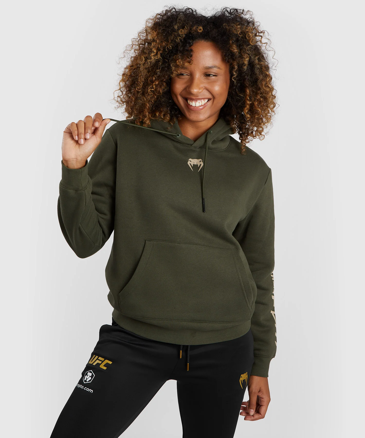 Sweat à capuche pour Femmes UFC Adrenaline by Venum Fight Week - Khaki - Image 2