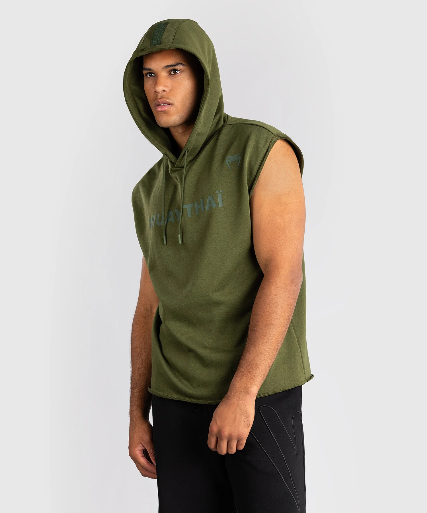 Sweat à Capuche Sans Manches Venum Muay Thai VT – Vert Militaire - Image 2