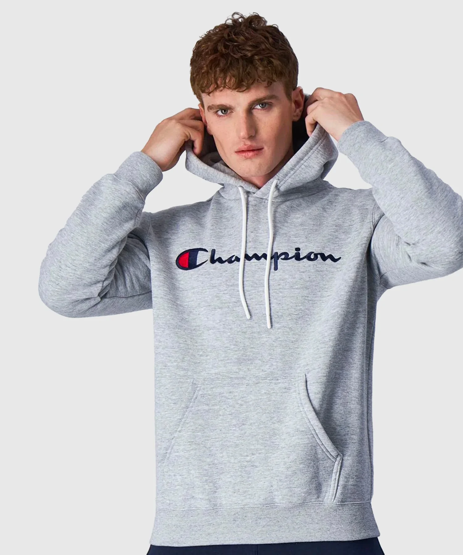 Sweatshirt À Capuche Champion Legacy Logo Brodé – Gris - Image 4