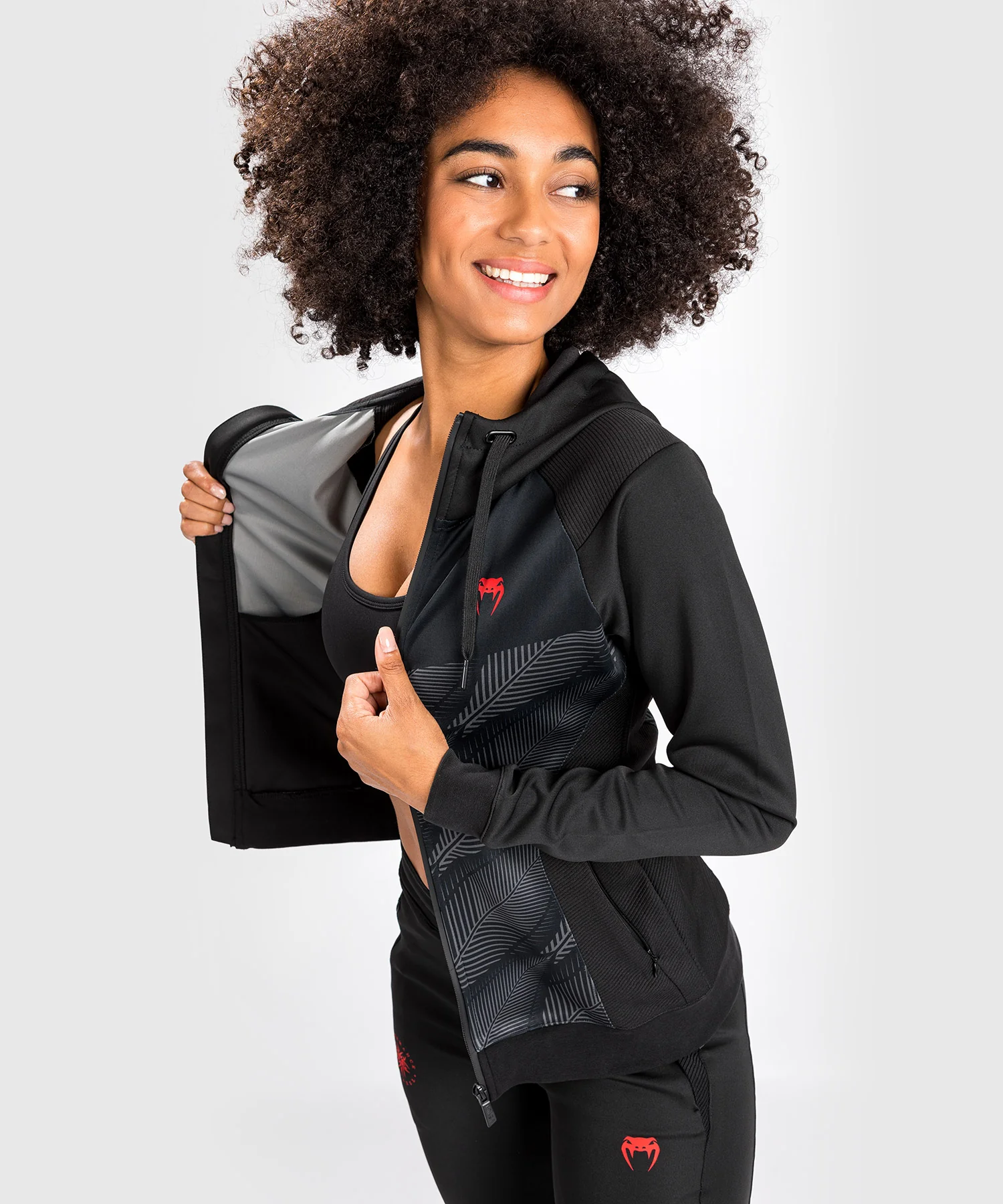 Sweatshirt à Capuche Venum Phantom - Pour Femme - Noir/Rouge - Image 5