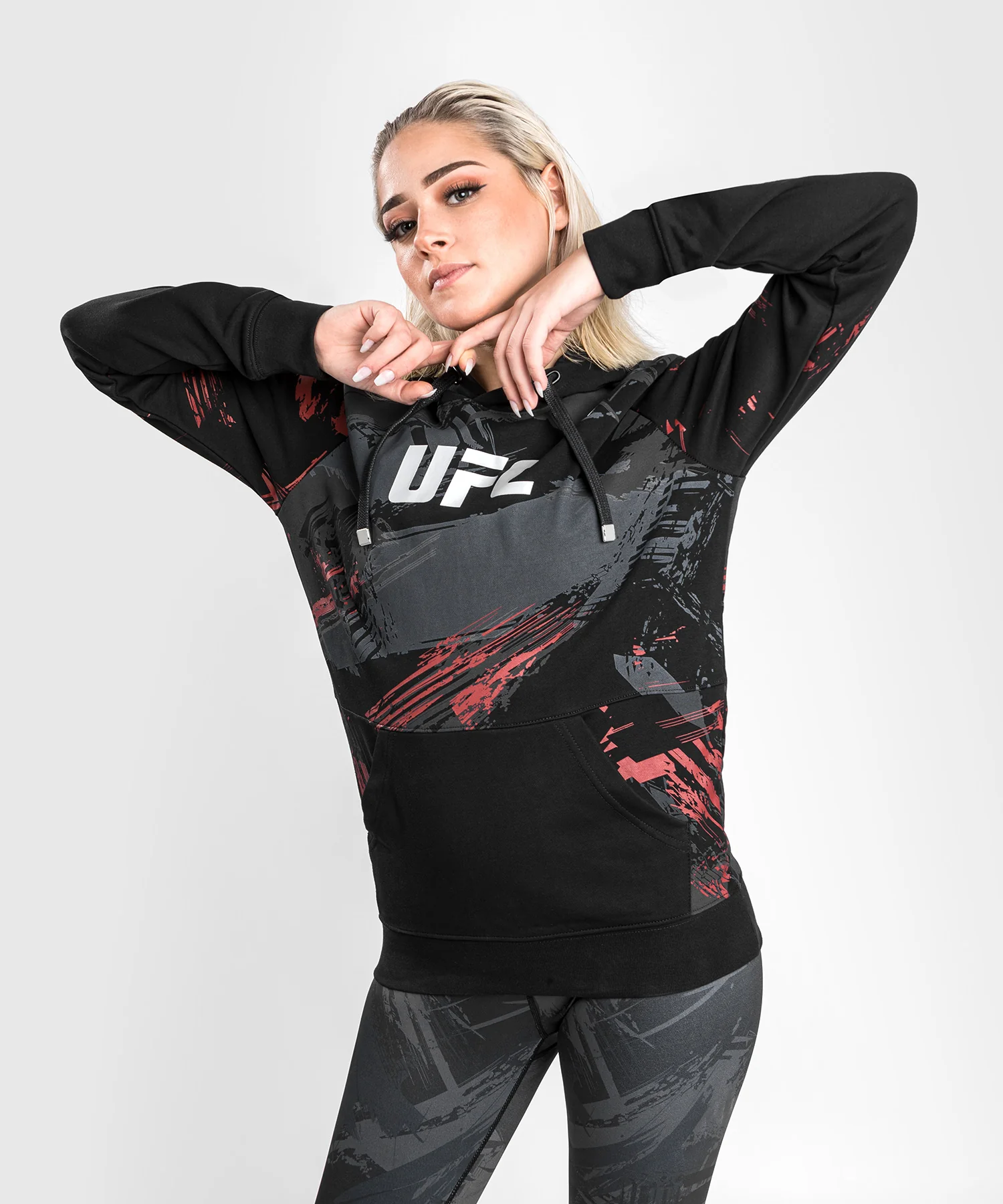 Sweatshirt à capuche pour Femmes UFC Venum Authentic Fight Week 2.0 - Noir/Rouge - Image 2