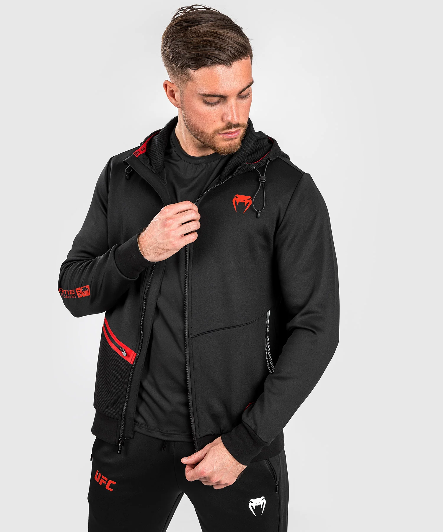 Sweatshirt zippé à capuche pour Hommes UFC Adrenaline by Venum Fight Week - Noir - Image 5