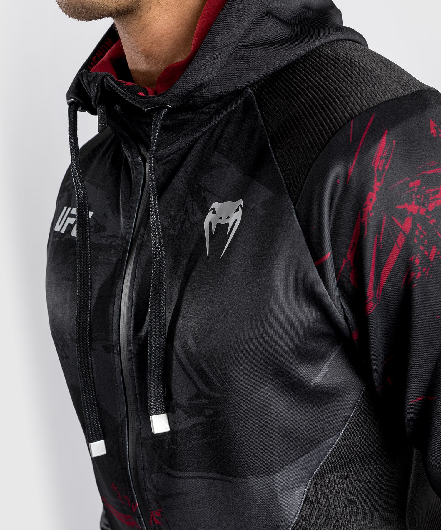 Veste à capuche pour Hommes UFC Venum Authentic Fight Week 2.0 - Noir/Rouge - Image 9
