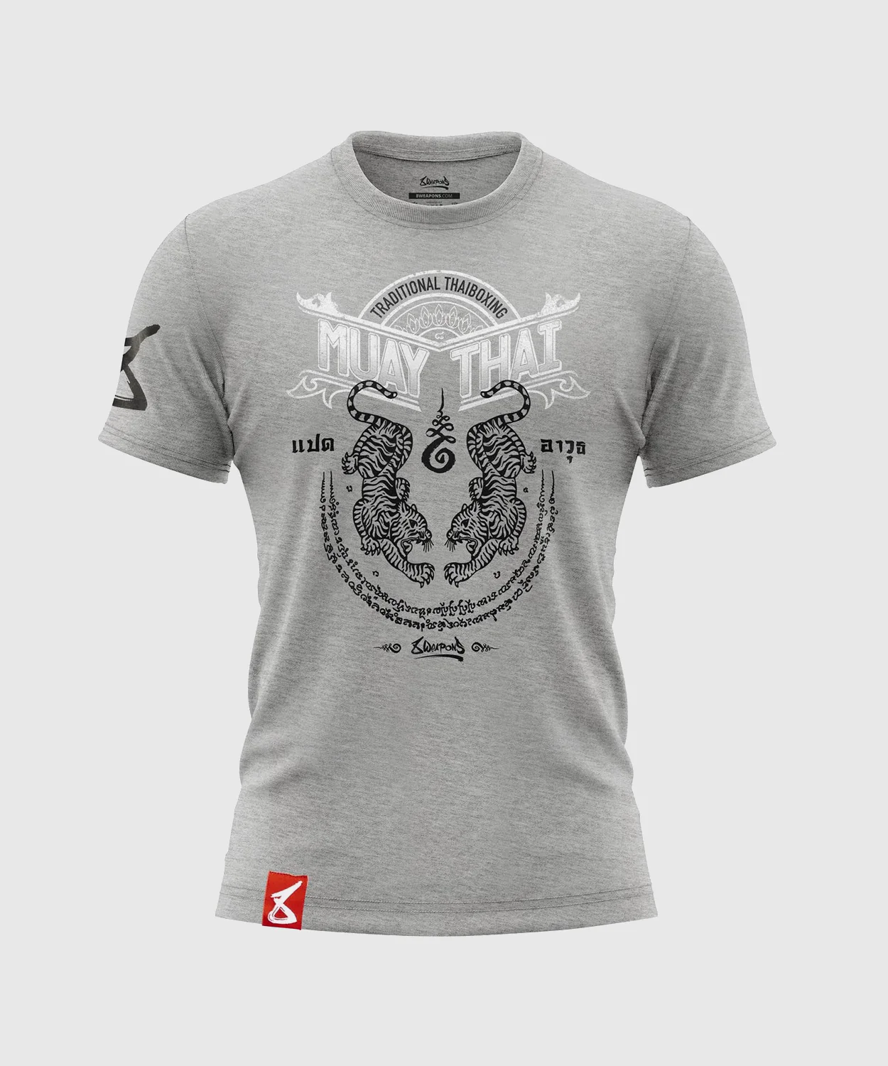 T-shirt 8 Weapons Sak Yant Tigers - Gris