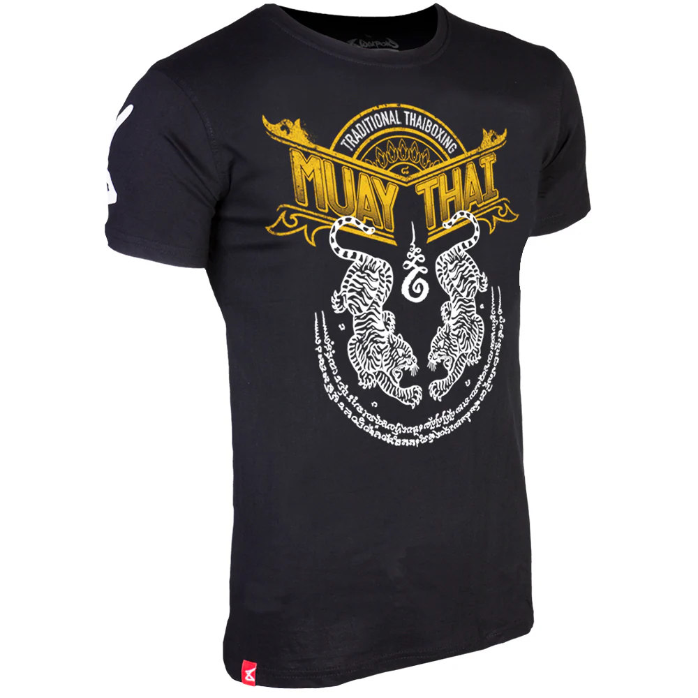 T-shirt Short de Muay Thai 8 Weapons Sak Yant Tigers - Noir - Image 2