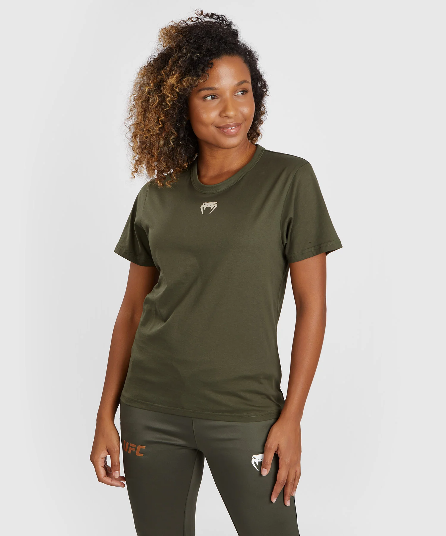 T-shirt à manches courtes en coton pour femmes UFC Adrenaline by Venum Fight Week - Kaki - Image 6