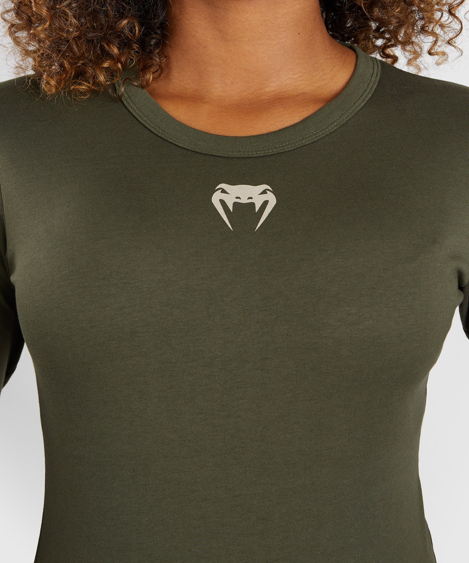 T-shirt à manches longues en coton pour Femmes UFC Adrenaline by Venum Fight Week - Kaki/Bronze - Image 5