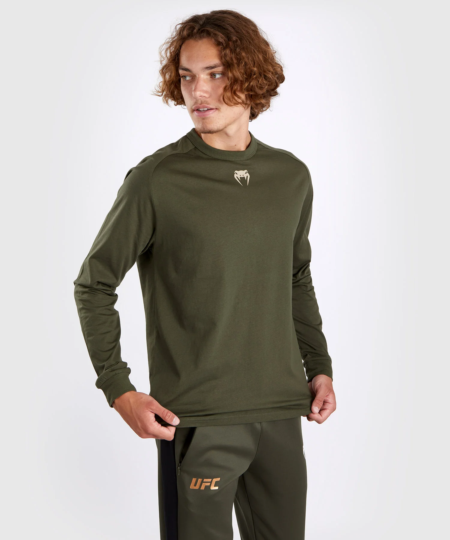 T-shirt à manches longues pour Hommes UFC Adrenaline by Venum Fight Week - Khaki - Image 2