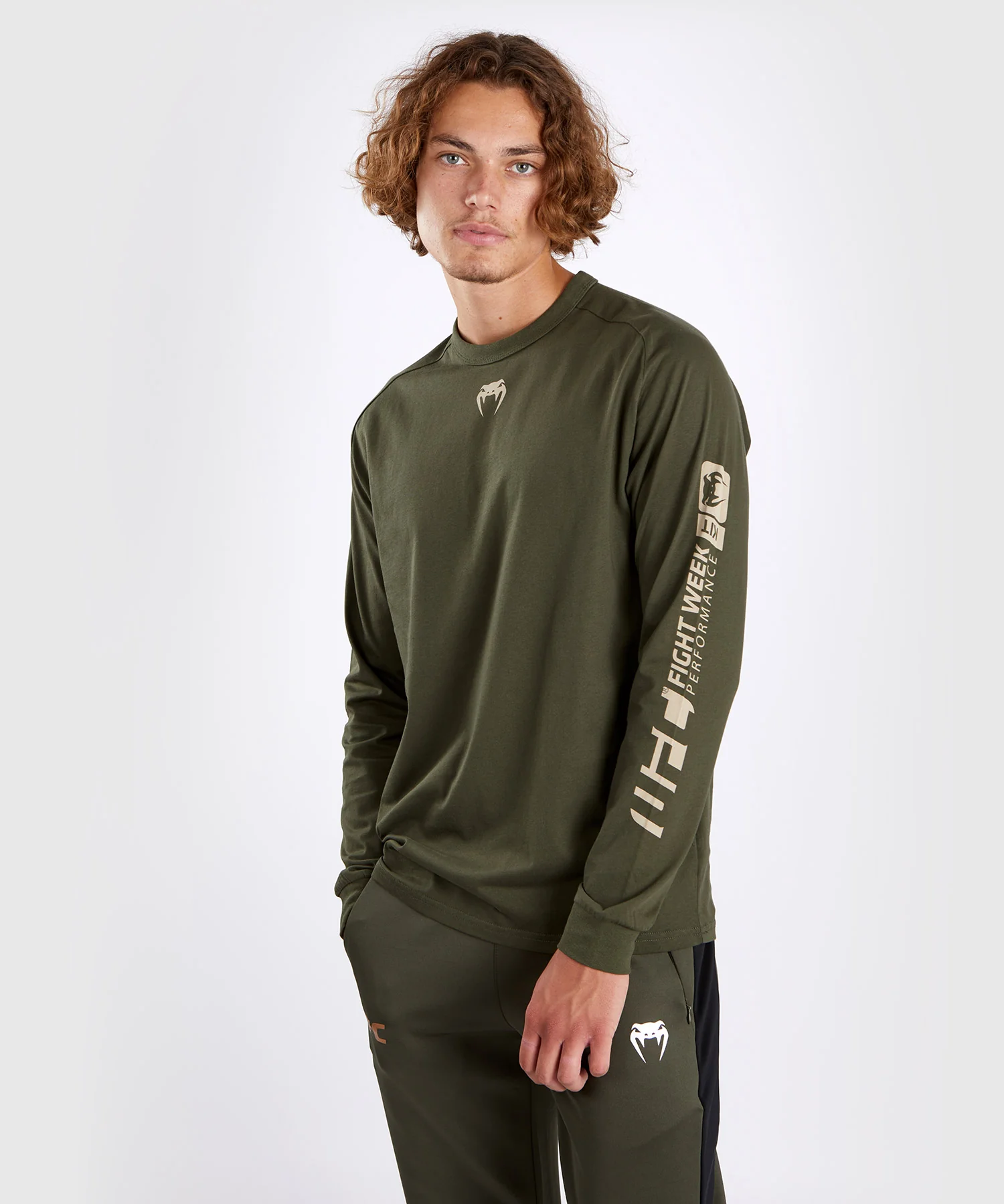 T-shirt à manches longues pour Hommes UFC Adrenaline by Venum Fight Week - Khaki - Image 3