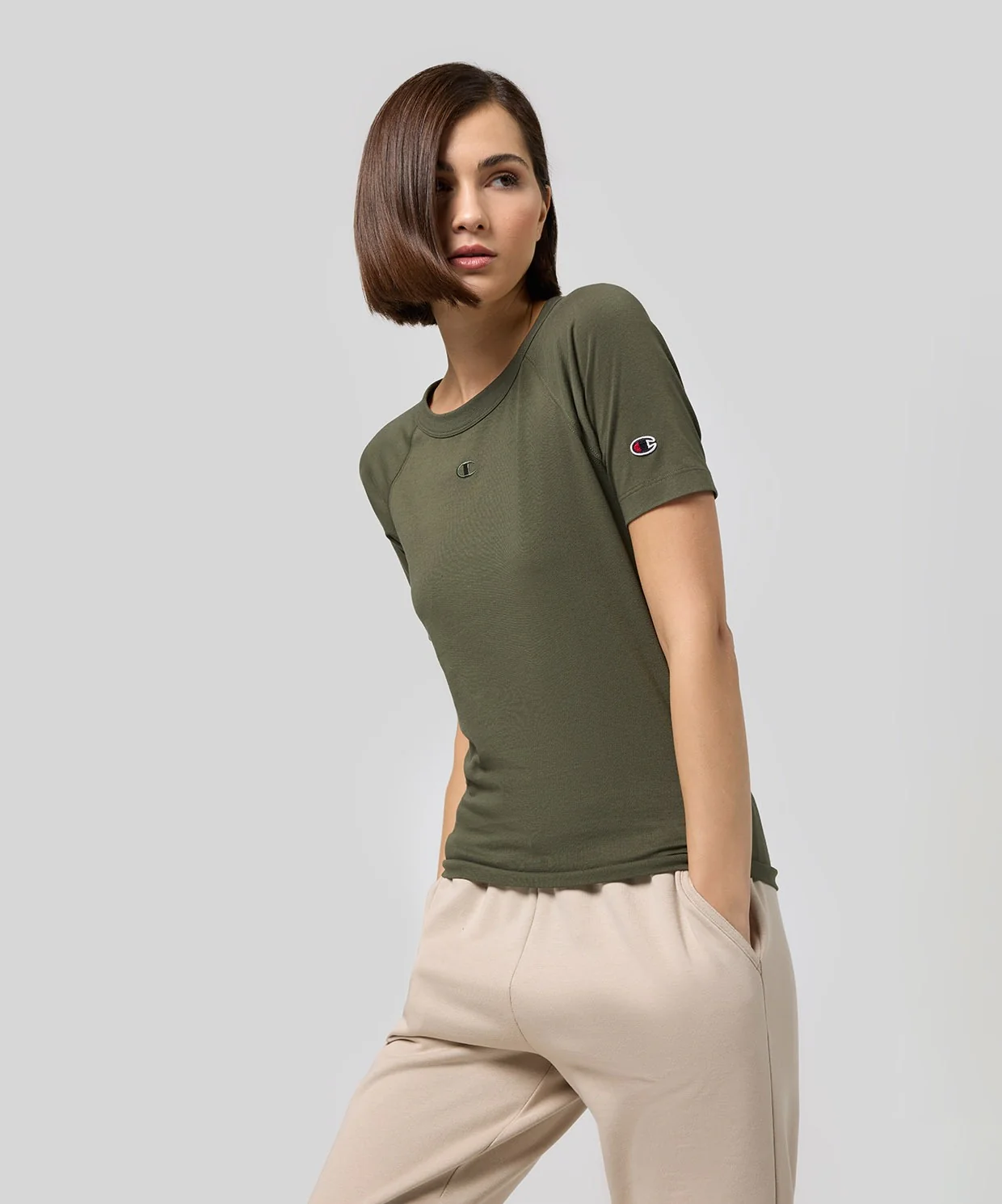 T-Shirt Champion À Col Rond Femme - Kaki - Image 2