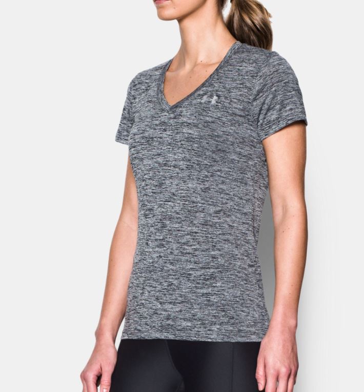 T-shirt Col V Femme Under Armour UA Tech™ Twist - Noir Chiné - Image 2