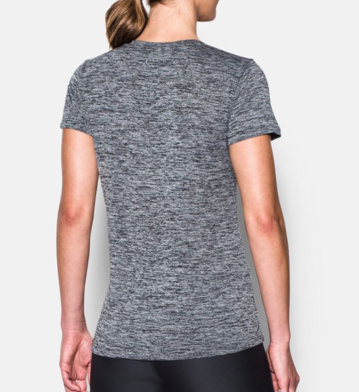 T-shirt Col V Femme Under Armour UA Tech™ Twist - Noir Chiné - Image 3